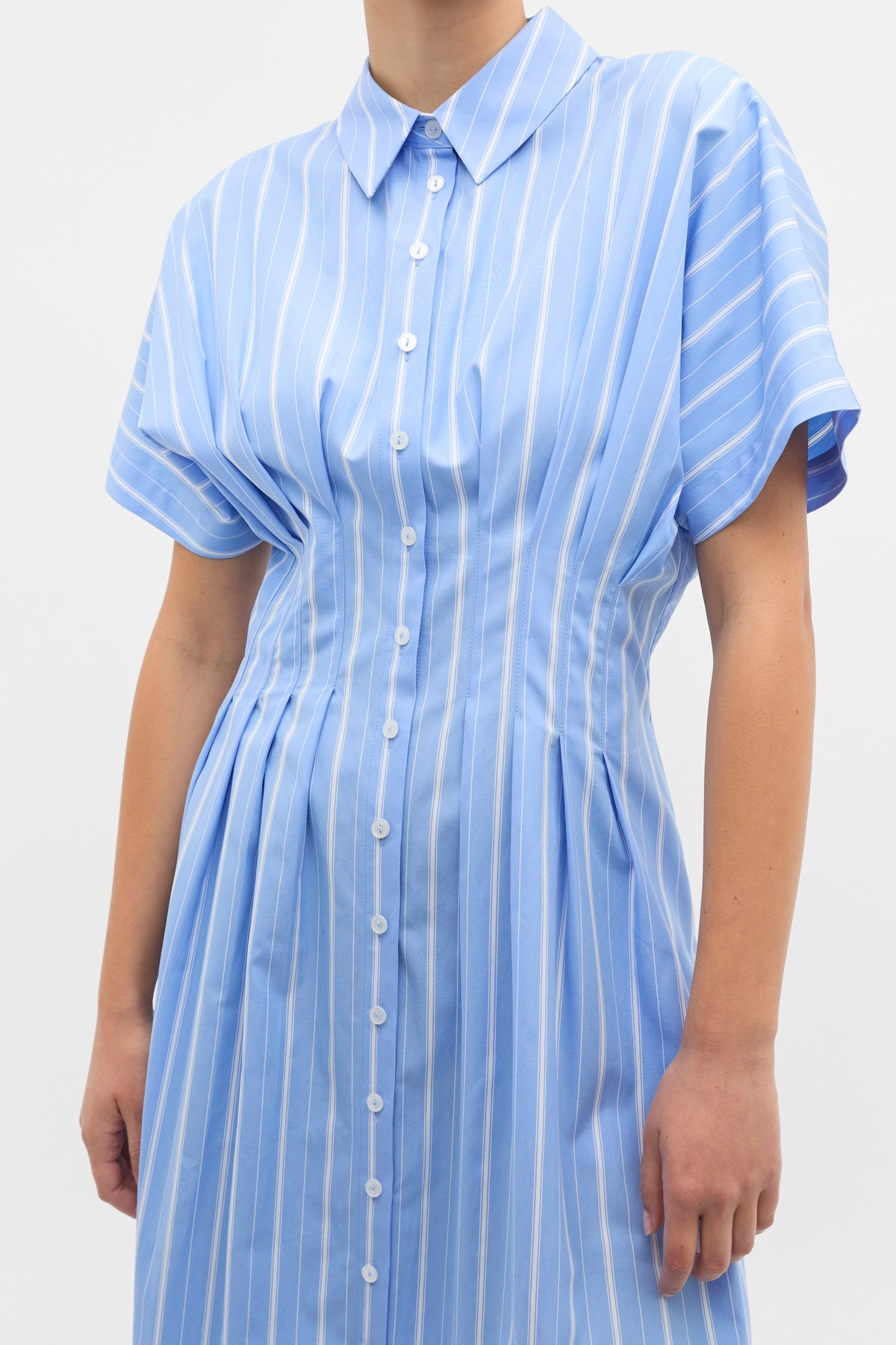 Poplin Variegated Stripe Midi Dress