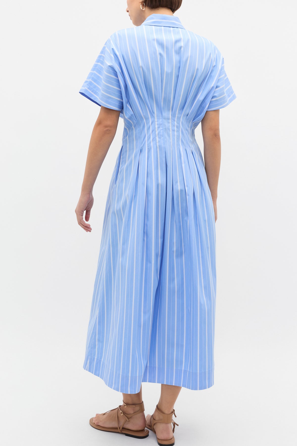 Poplin Variegated Stripe Midi Dress