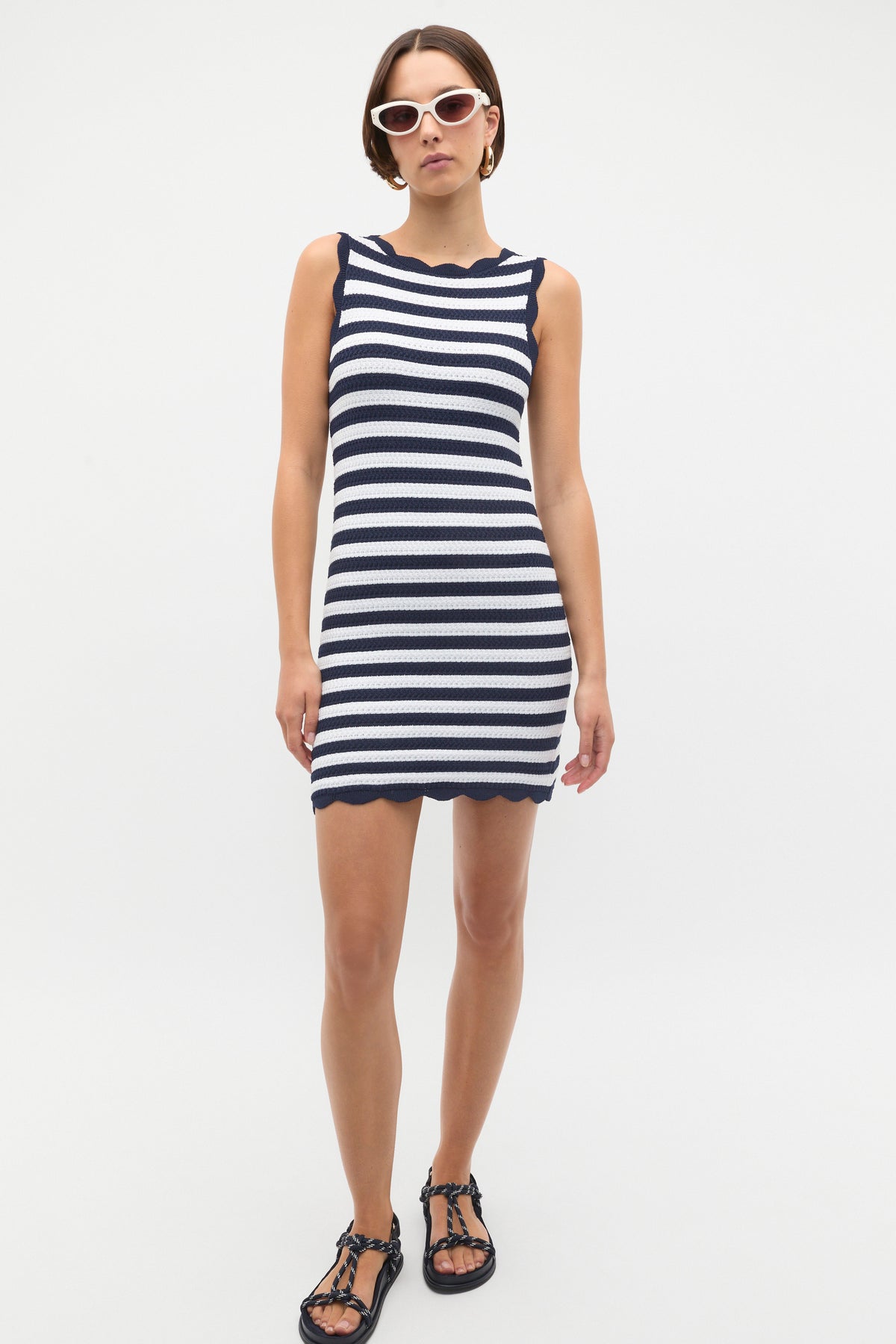 Scallop Stripe Knit Dress