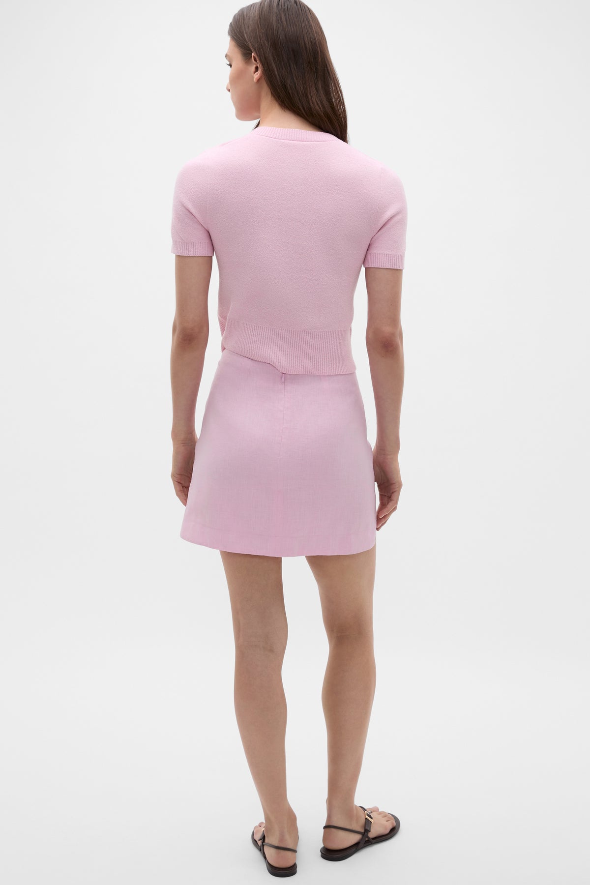 Core Linen Curve Hem Mini Skirt