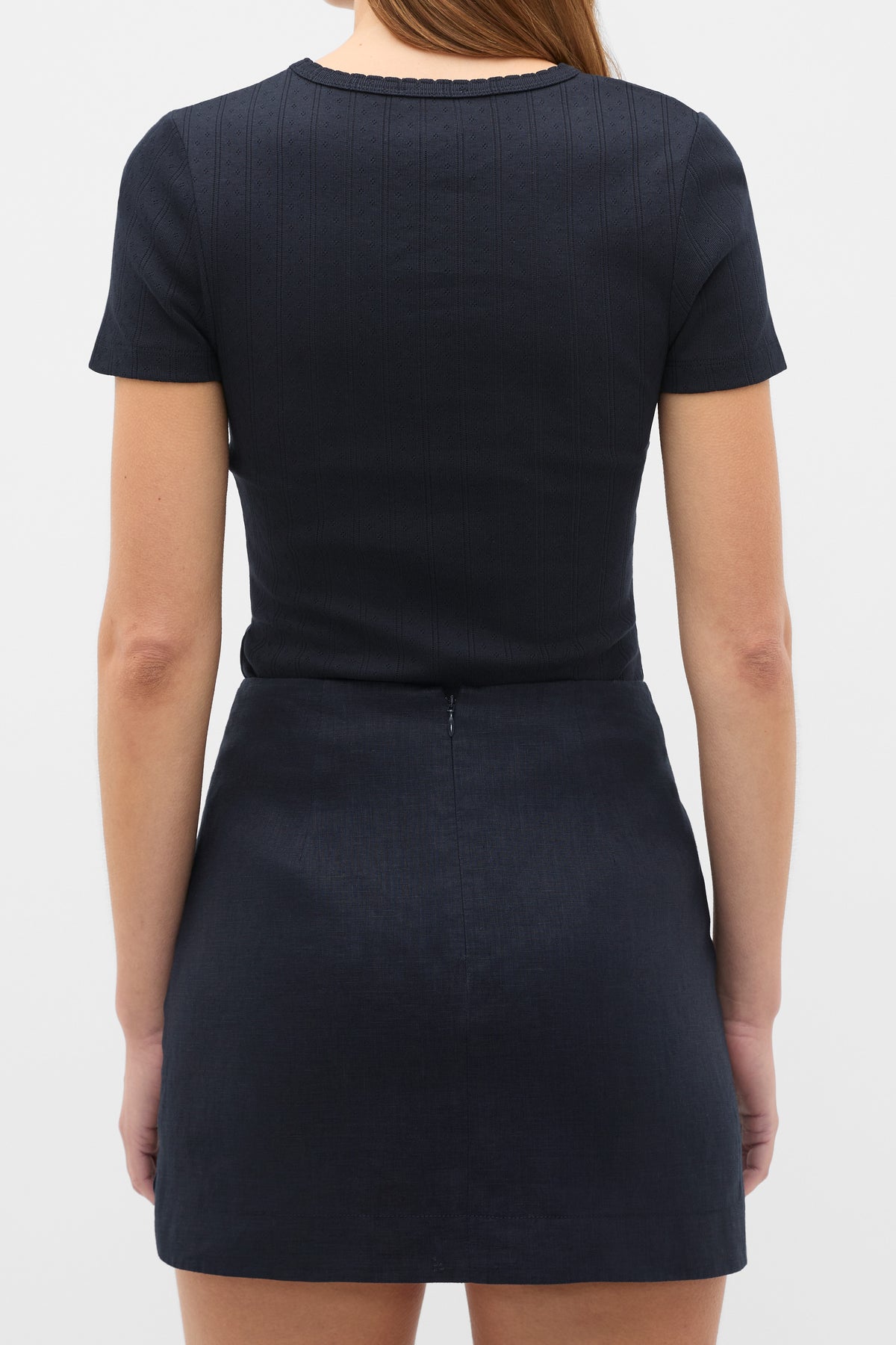 Core Linen Curve Hem Mini Skirt