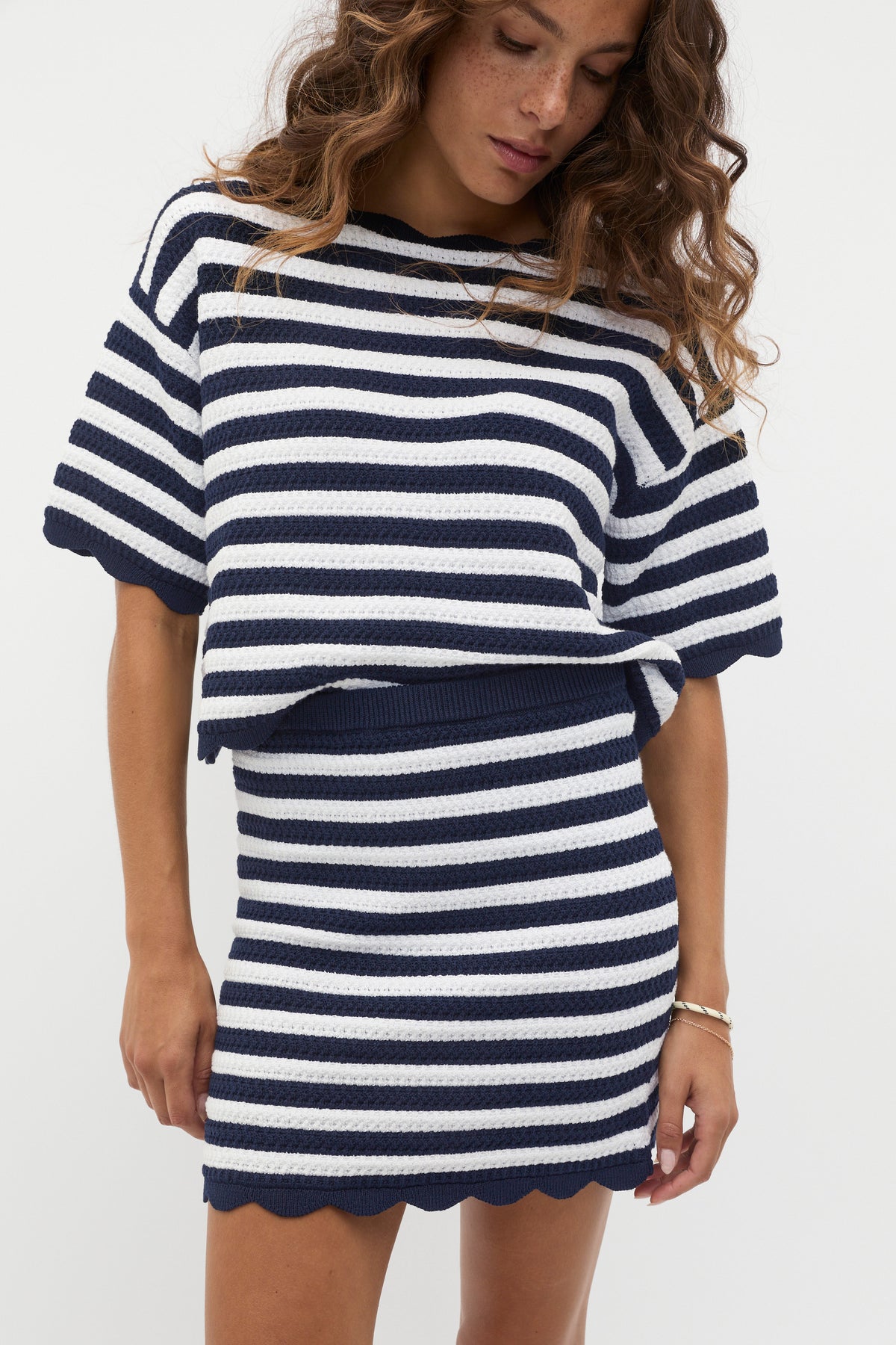 Scallop Stripe Knit Skirt