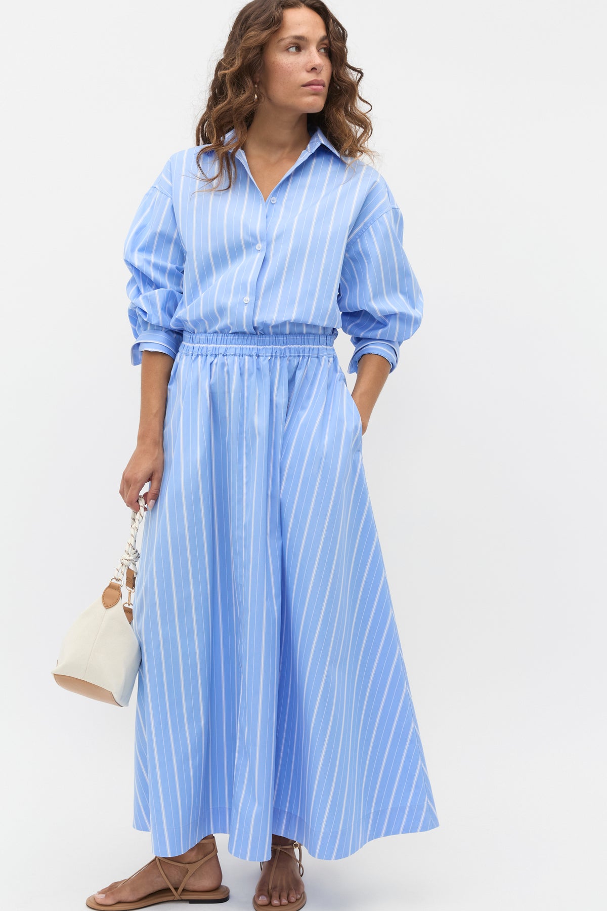 Poplin Variegated Stripe Skirt