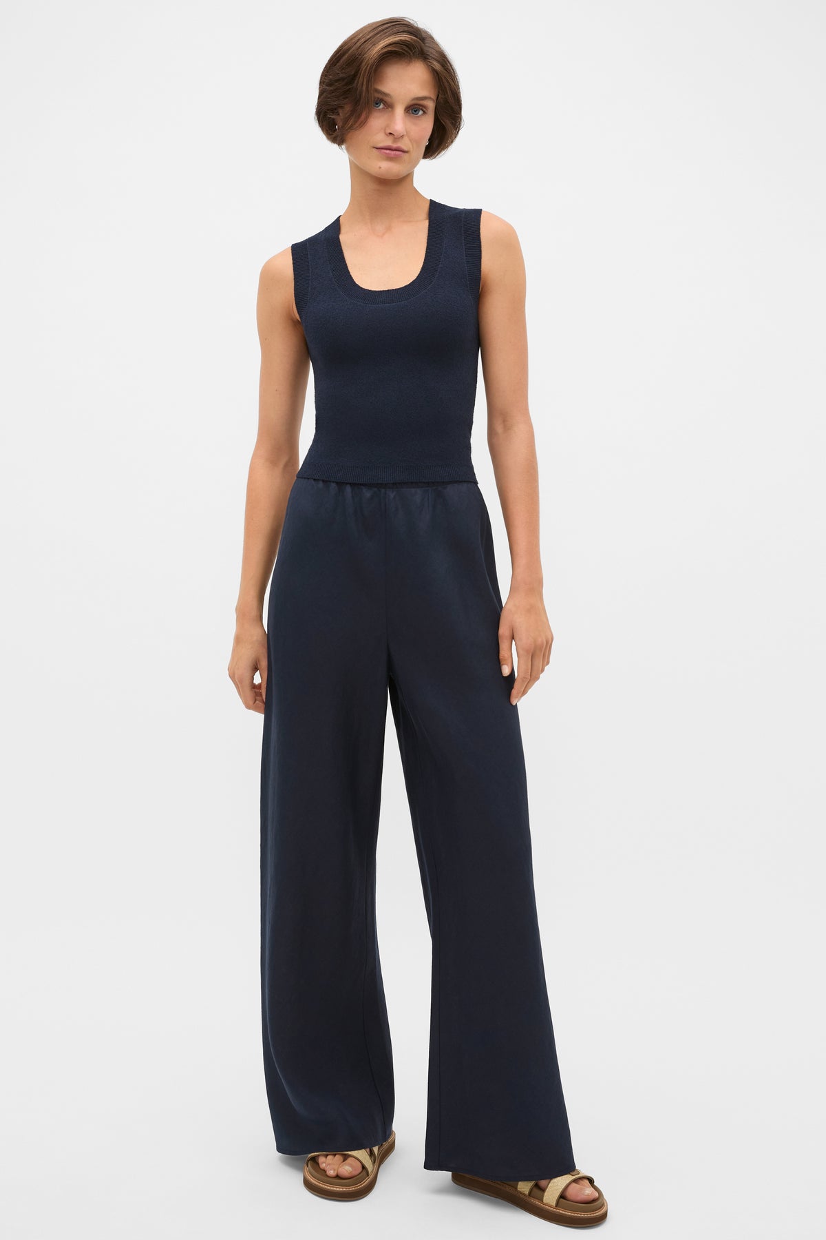Core Linen Easy Wide Leg Pant