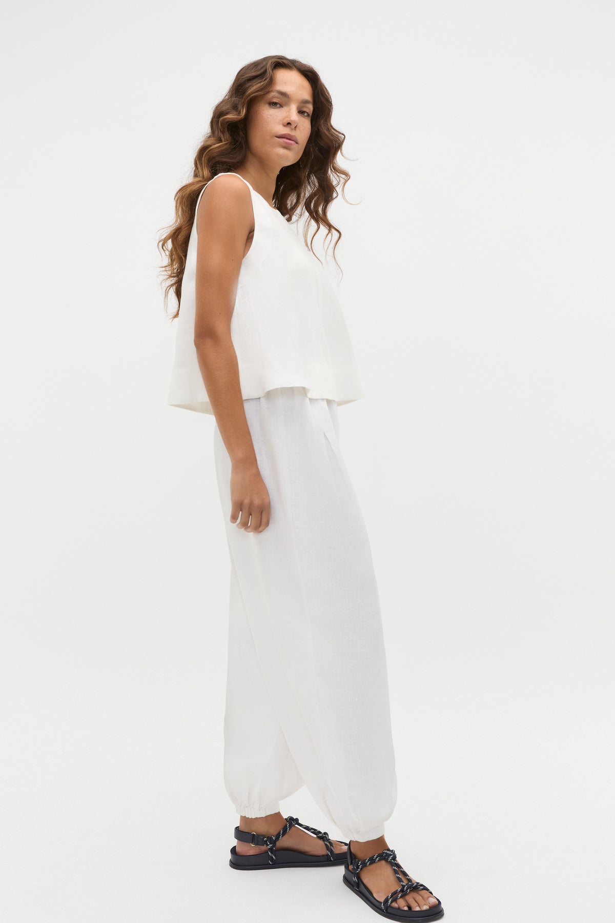 Linen Pleat Front Harem