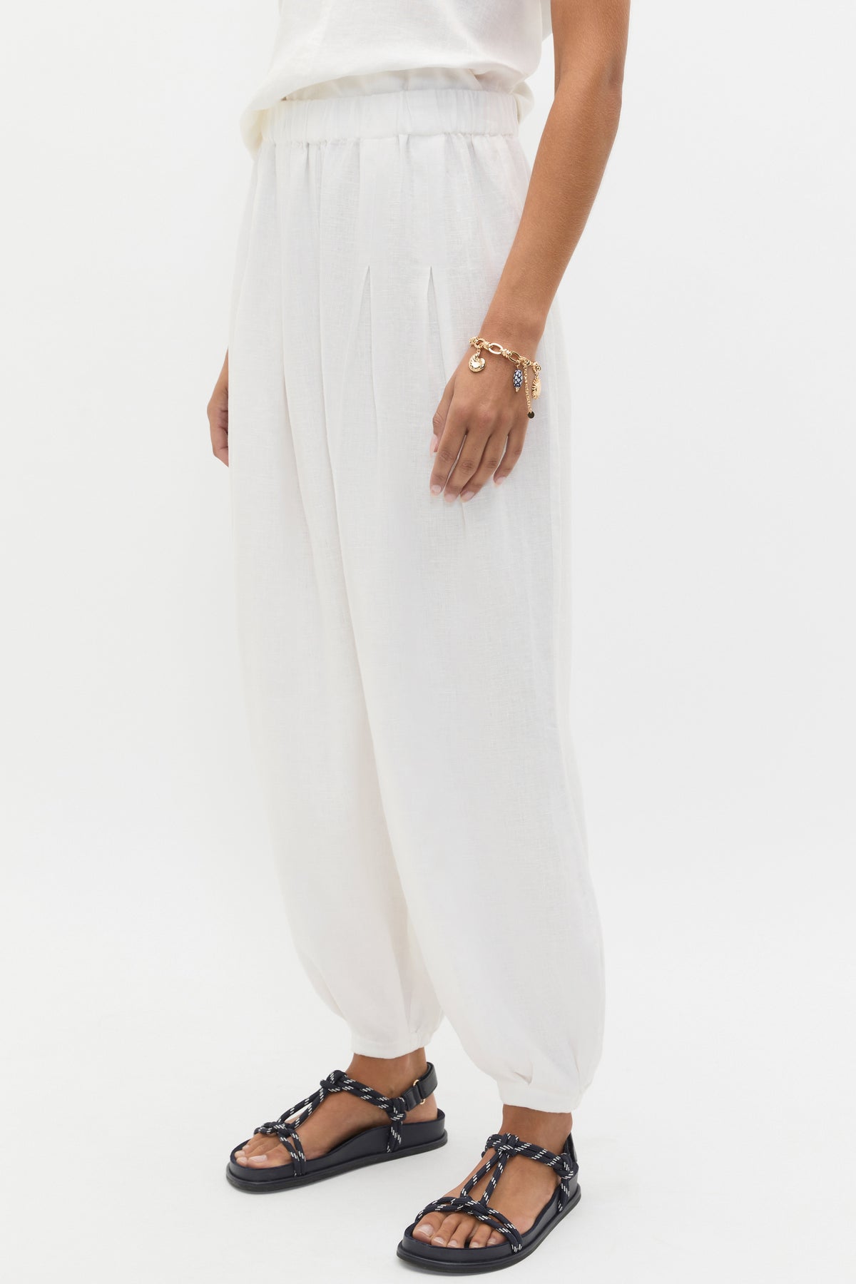 Linen Pleat Front Harem
