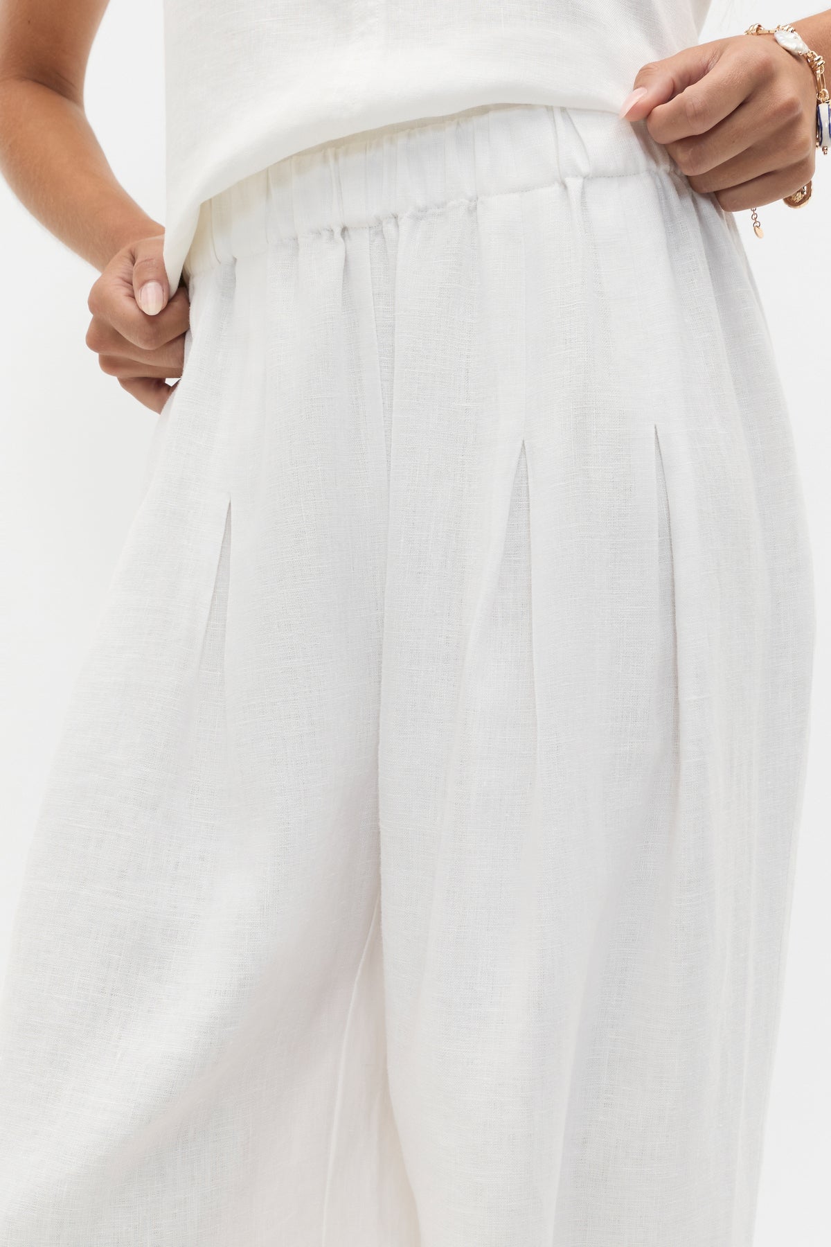 Linen Pleat Front Harem