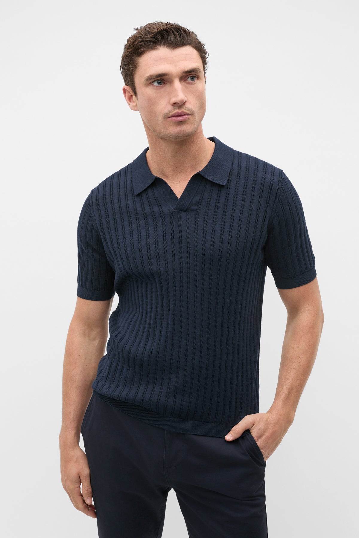 Stripe Cotton Knit Polo