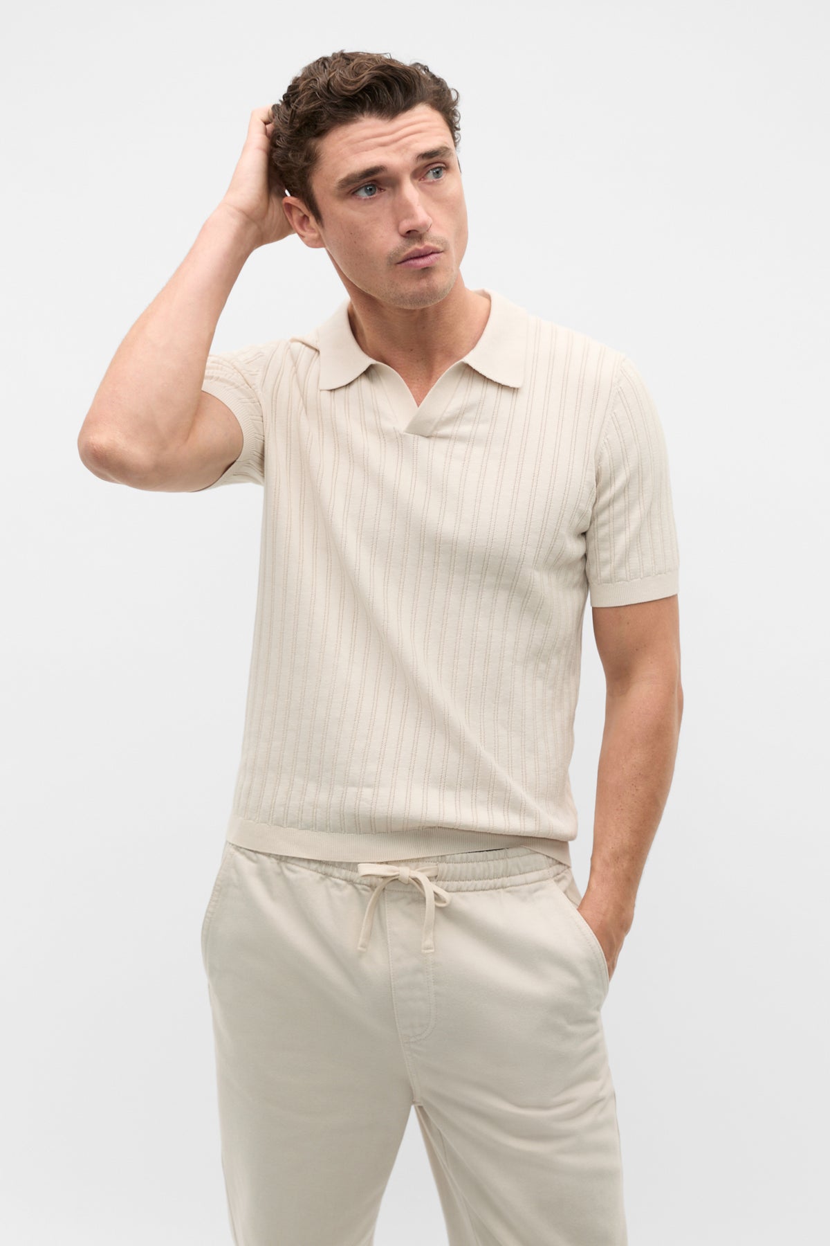 Stripe Cotton Knit Polo