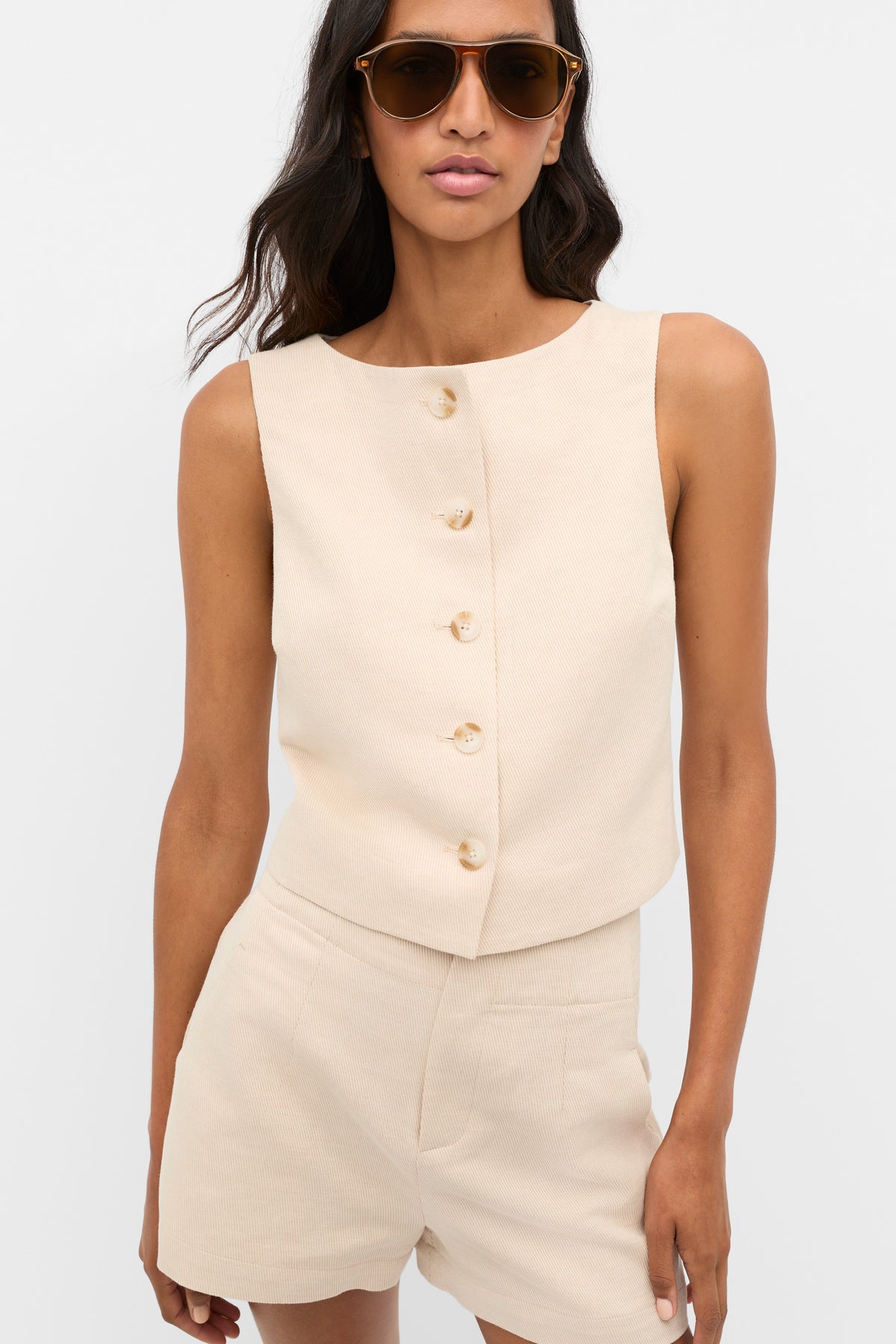 Twill Button Vest