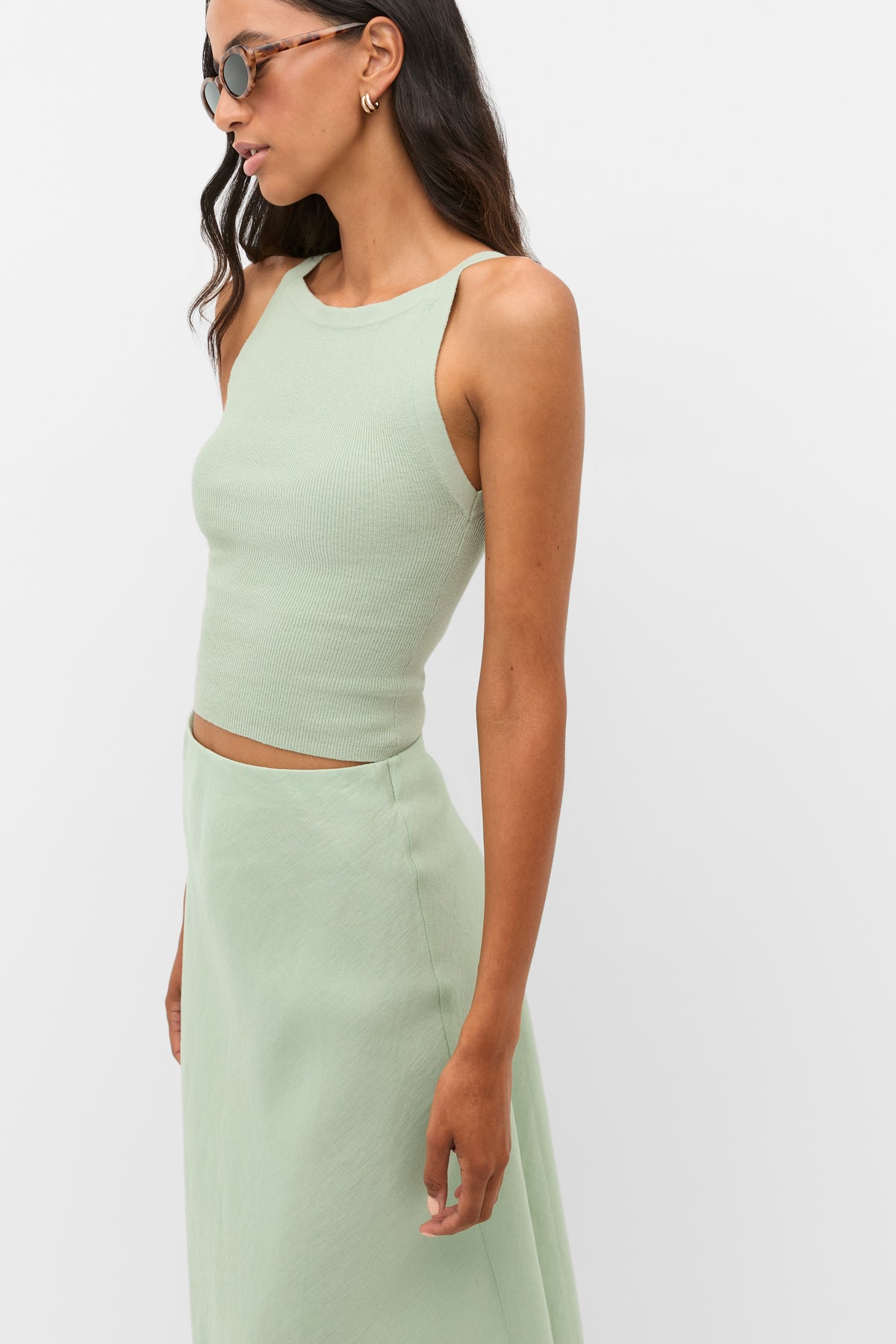 Cotton Blend Rib Knit Top