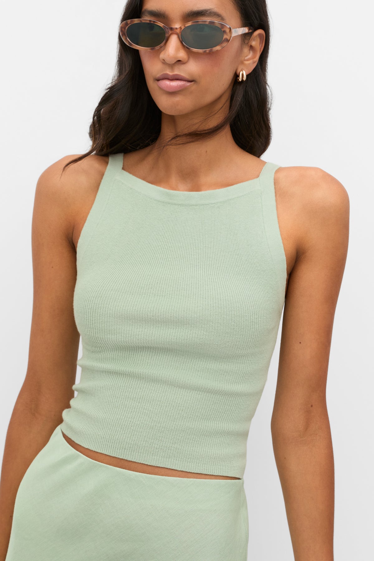 Cotton Blend Rib Knit Top