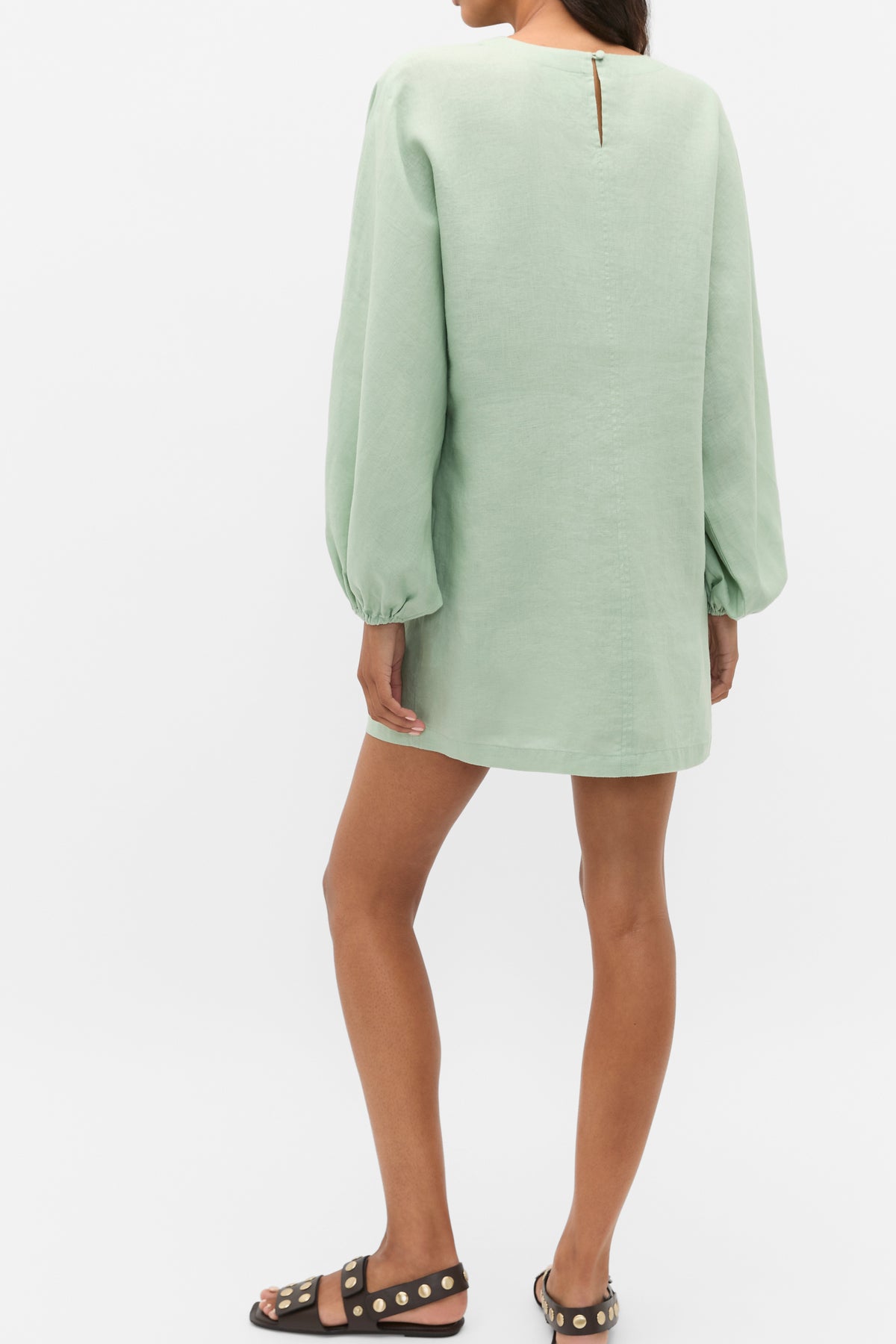 Linen Blouson Sleeve Dress