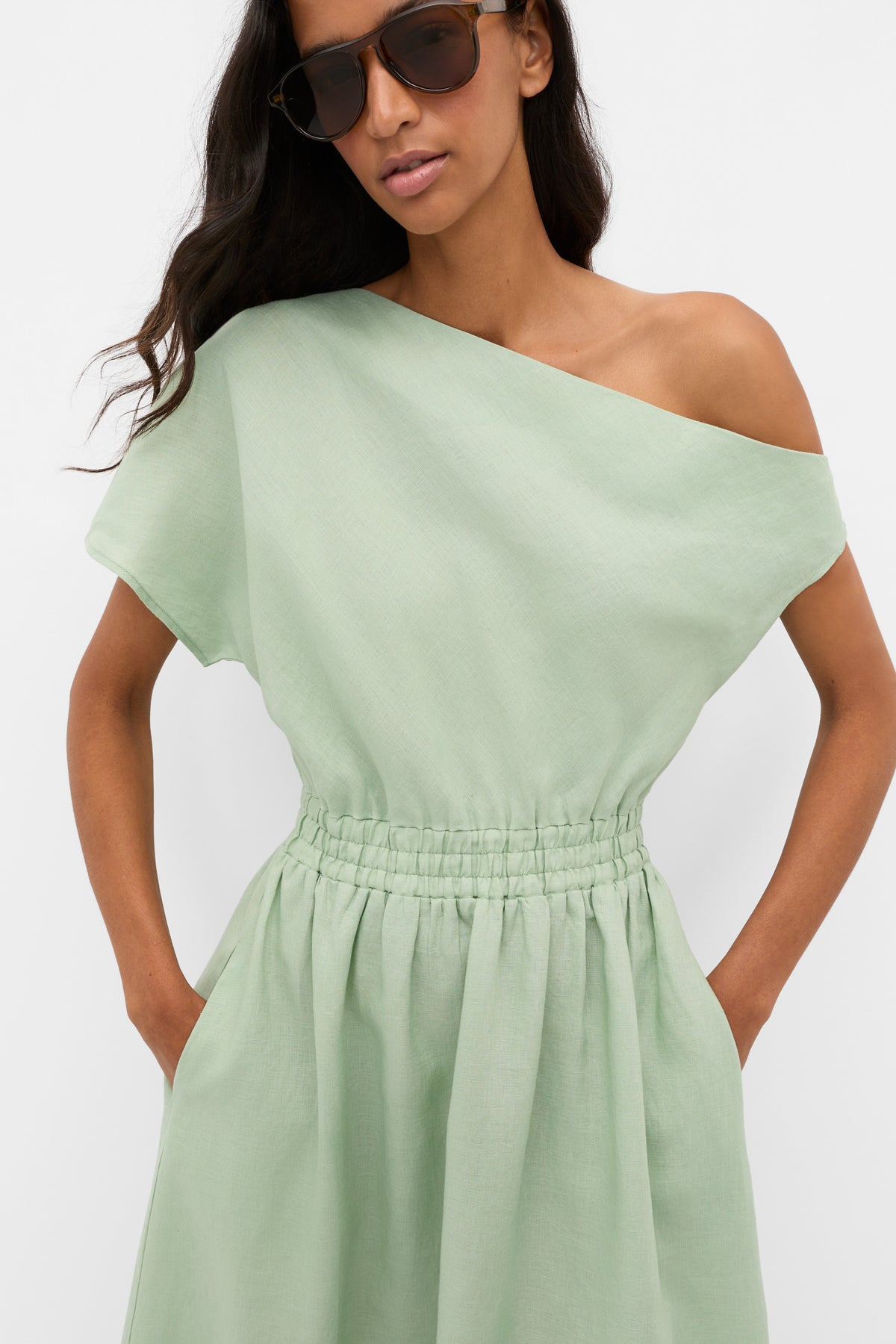 Linen Off Shoulder Maxi Dress