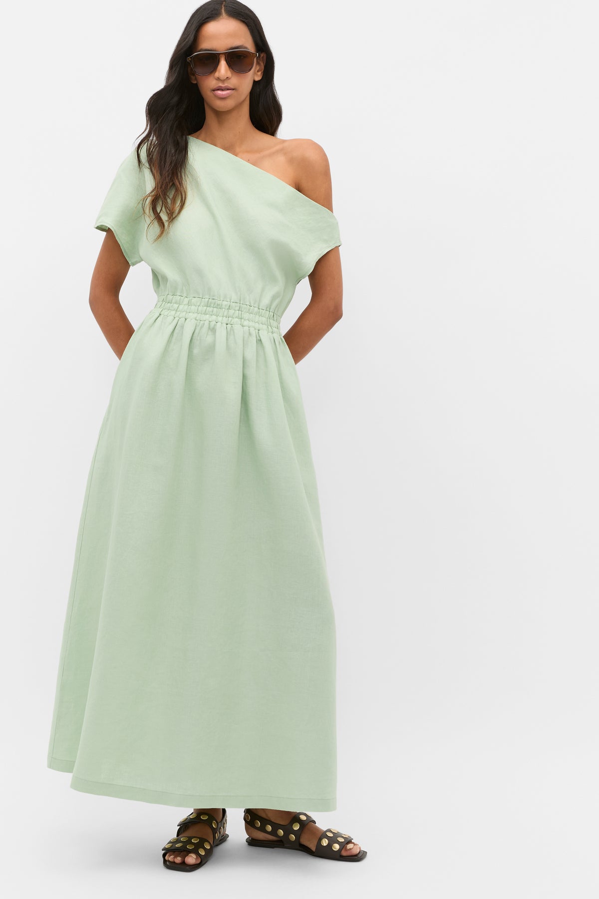 Linen Off Shoulder Maxi Dress
