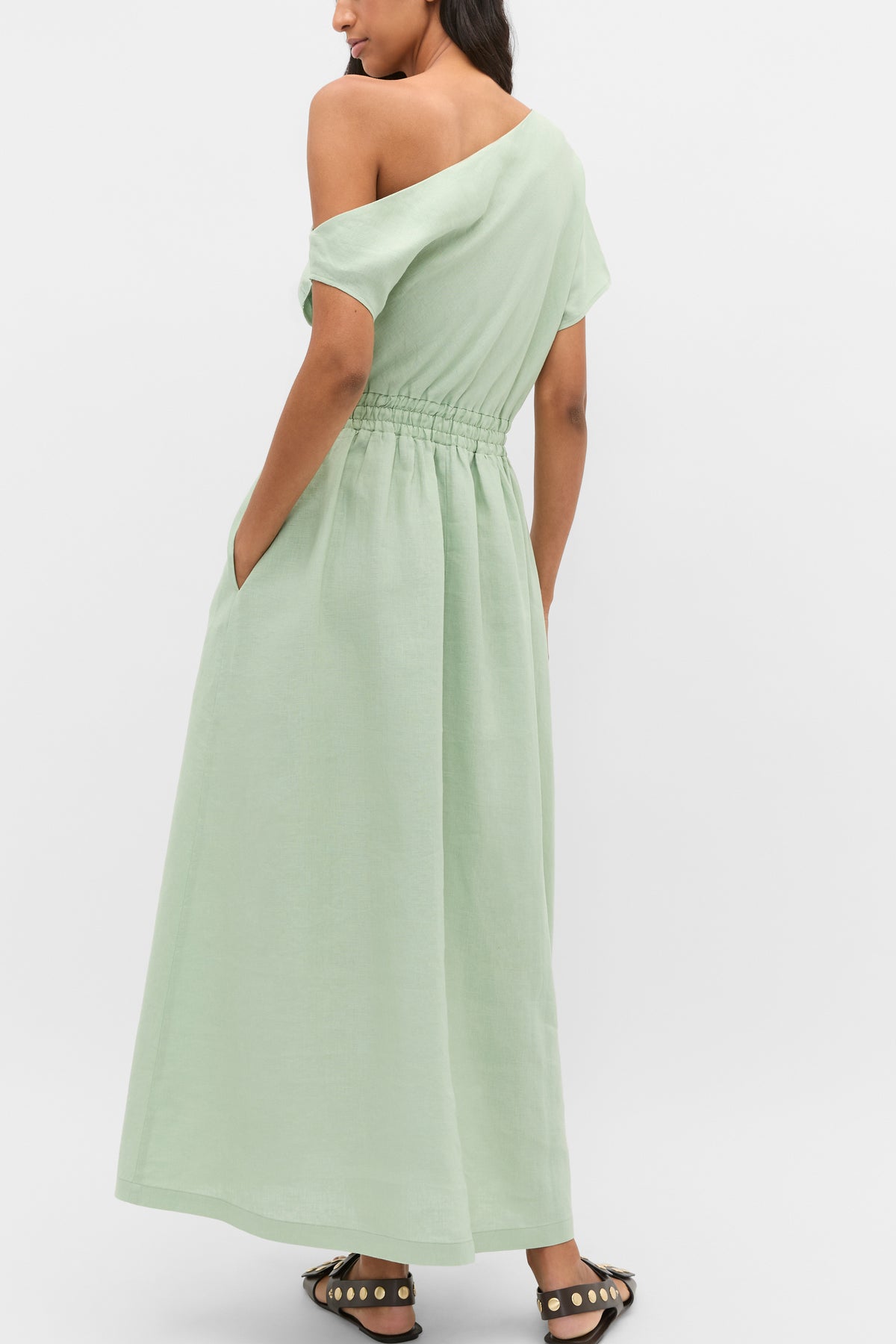 Linen Off Shoulder Maxi Dress