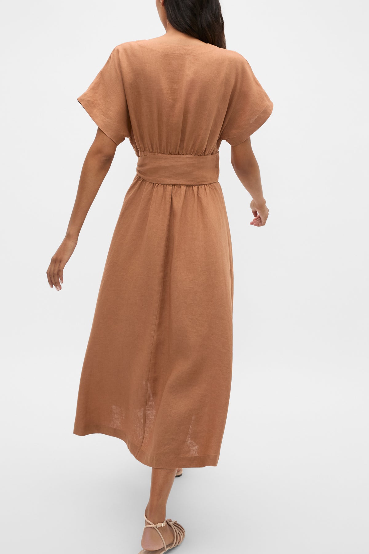 Linen Wrap Midi Dress