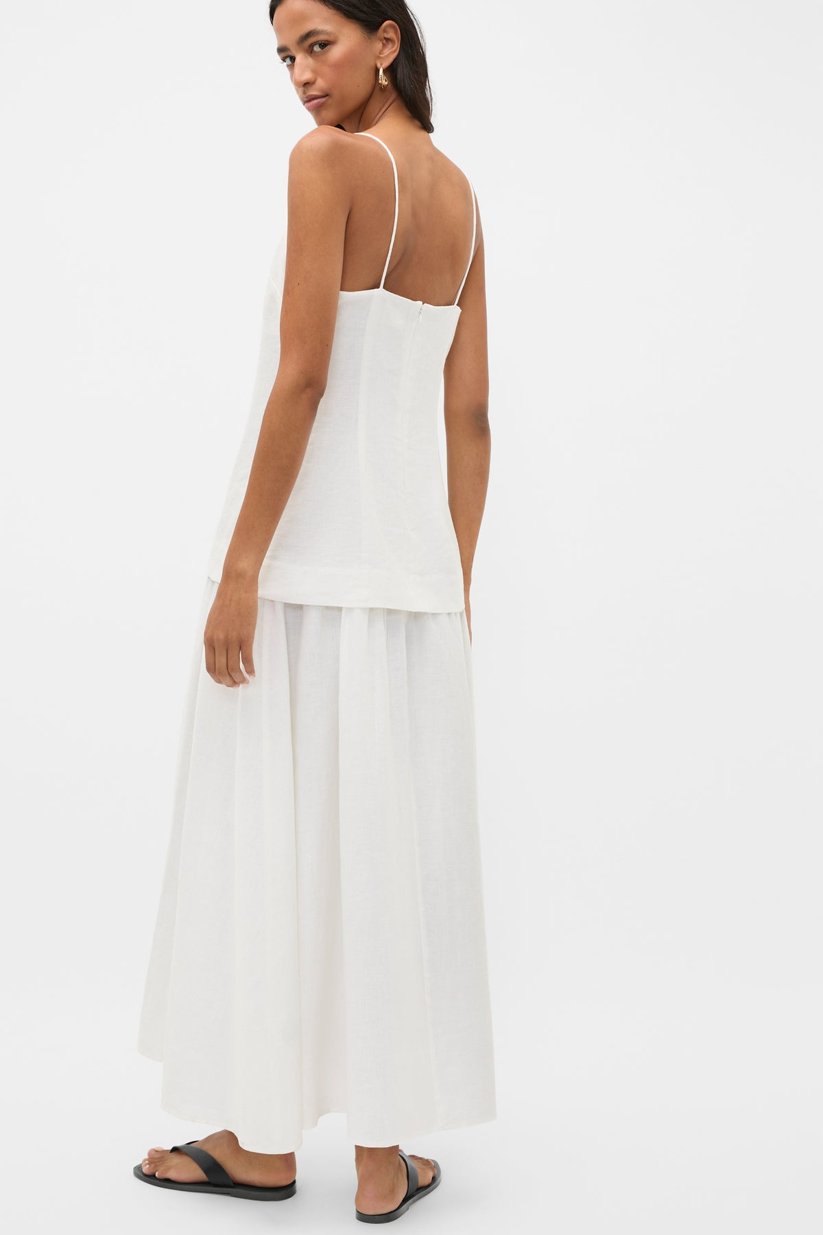 Linen Drop Waist Maxi Dress