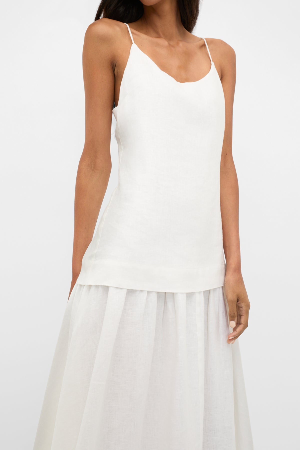 Linen Drop Waist Maxi Dress