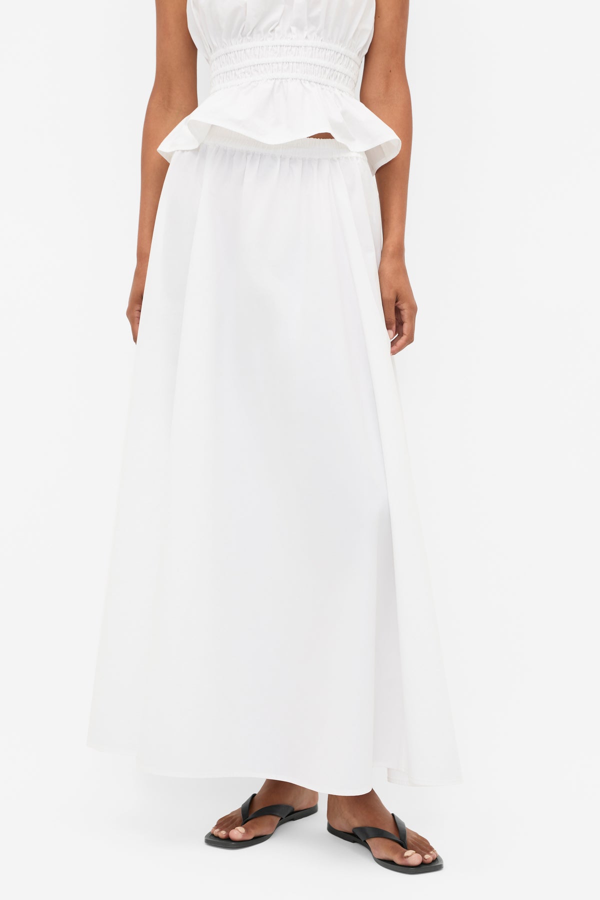 Cotton Poplin Gathered Skirt
