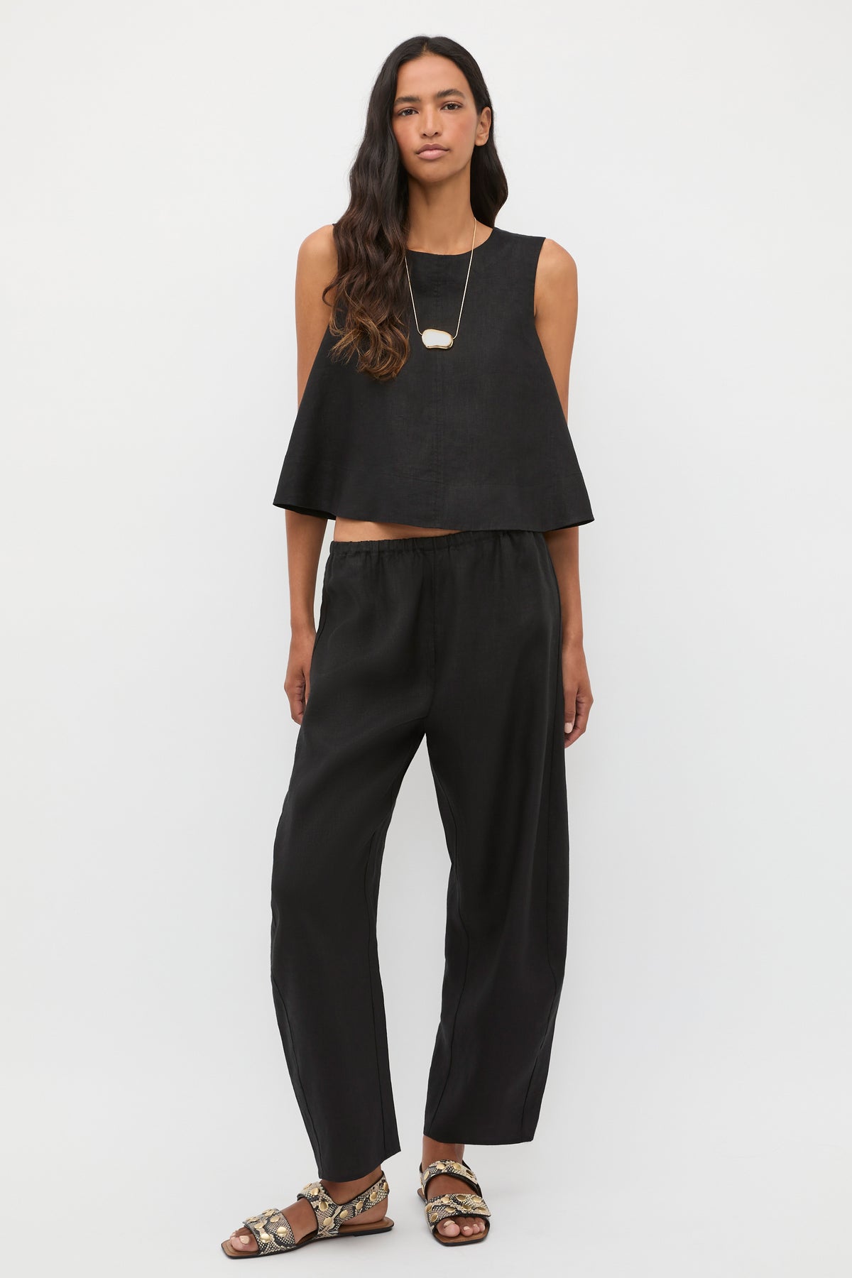 Linen Barrel Leg Elasticated Pant