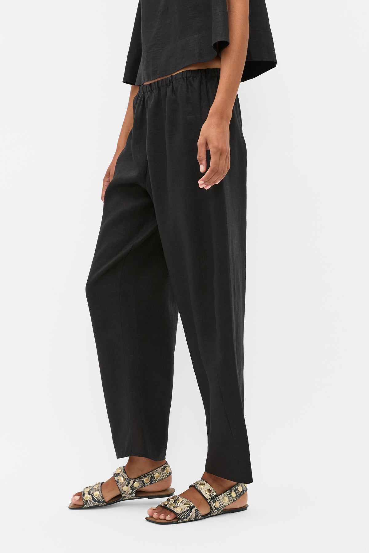 Linen Barrel Leg Elasticated Pant