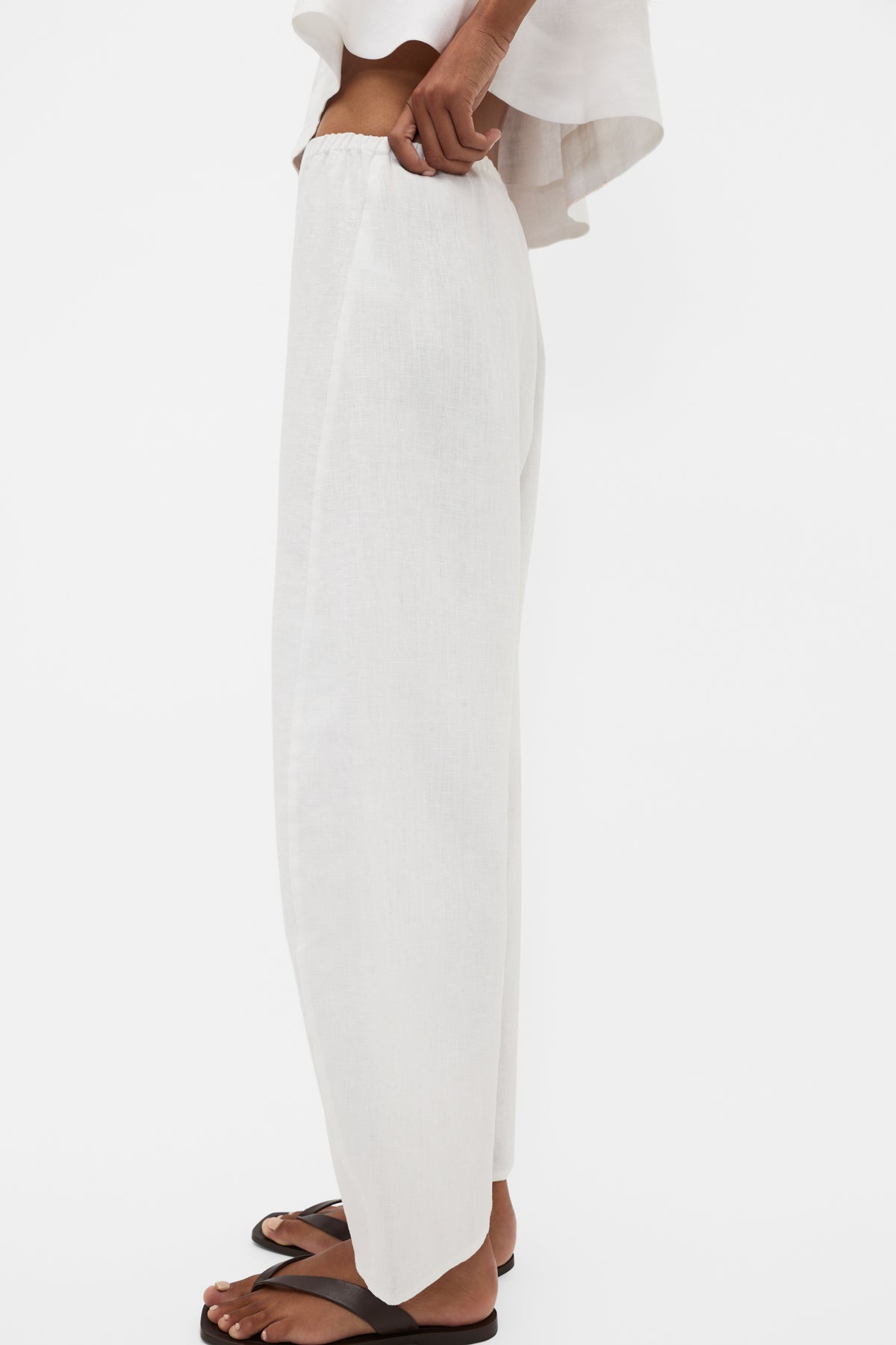 Linen Barrel Leg Elasticated Pant