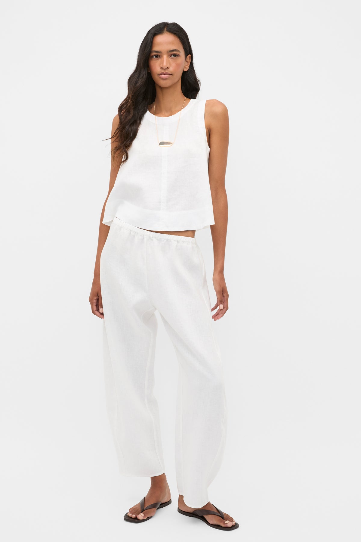 Linen Barrel Leg Elasticated Pant