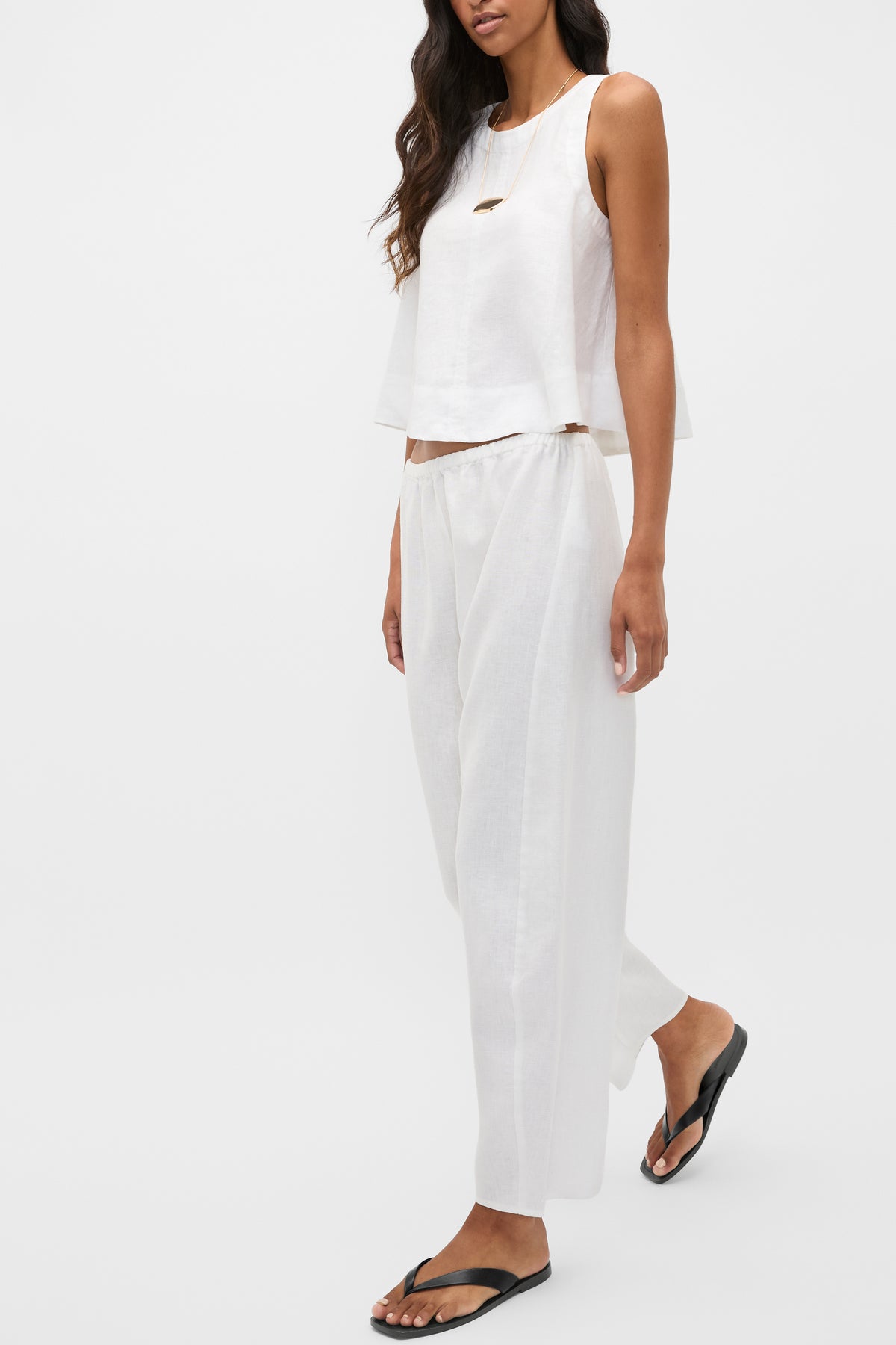 Linen Barrel Leg Elasticated Pant