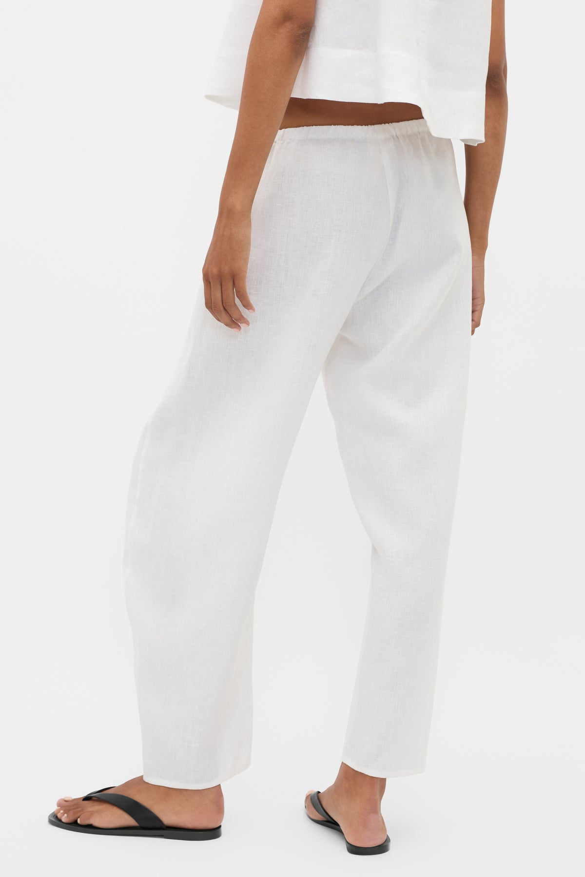 Linen Barrel Leg Elasticated Pant