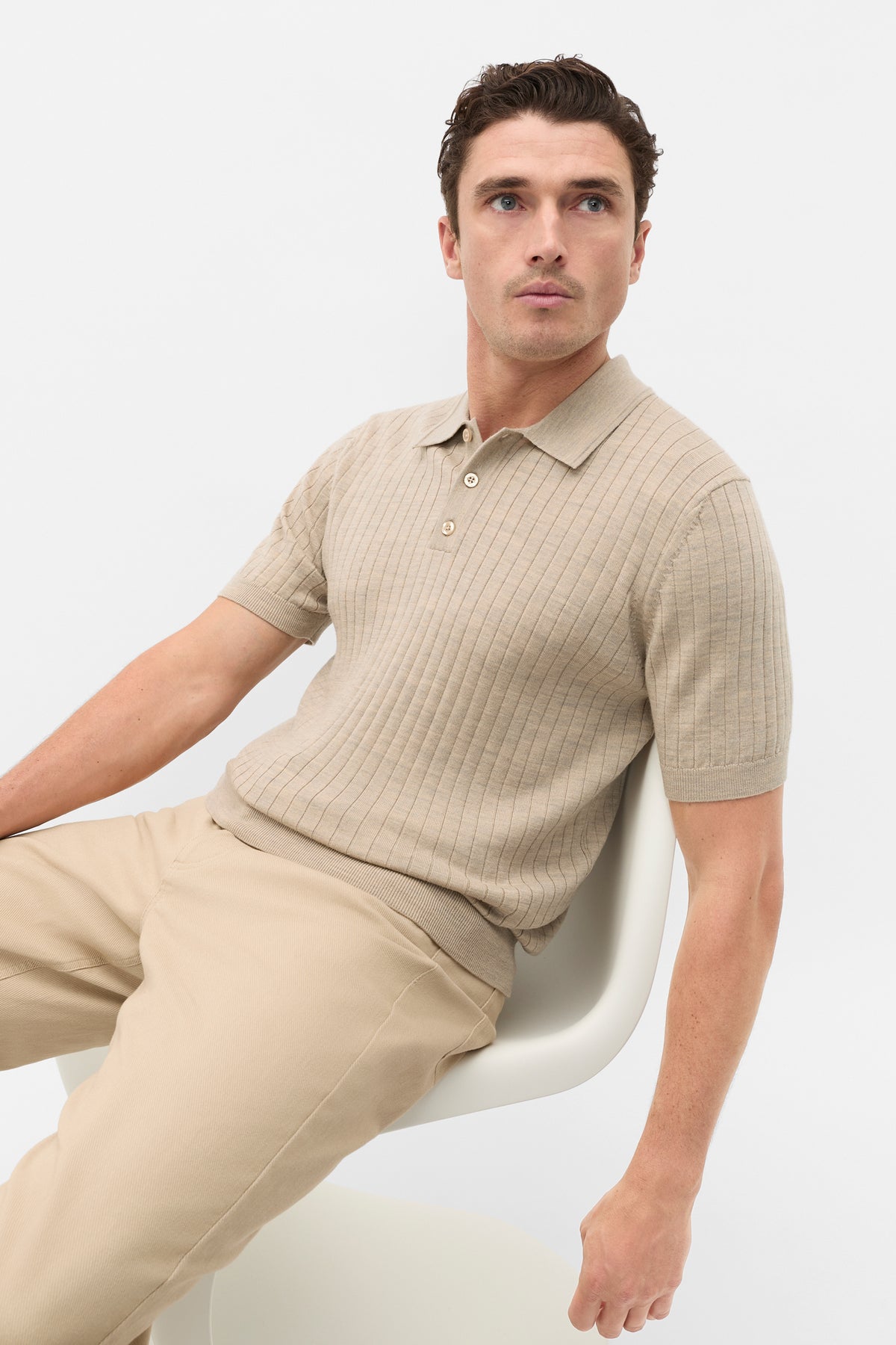 Short Sleeve Merino Knit Polo