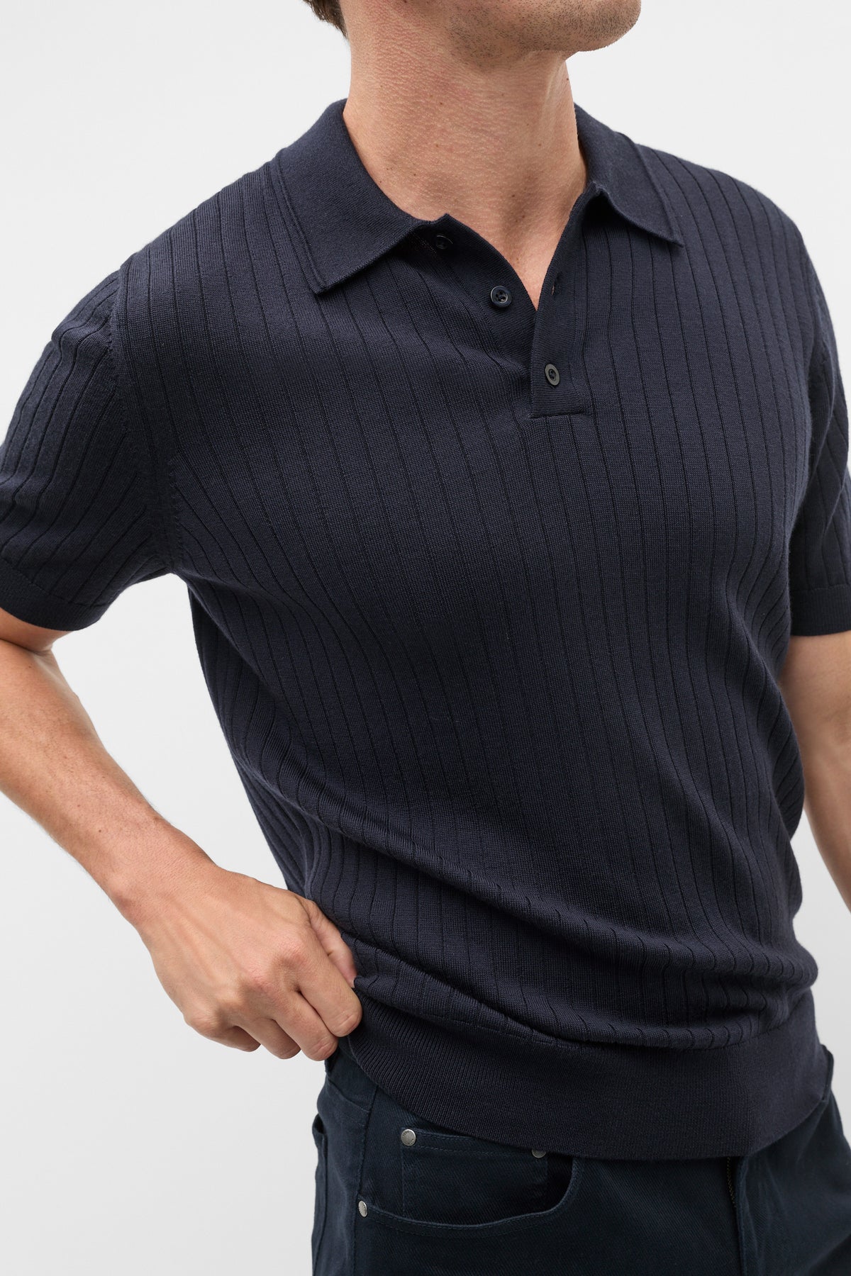 Short Sleeve Merino Knit Polo