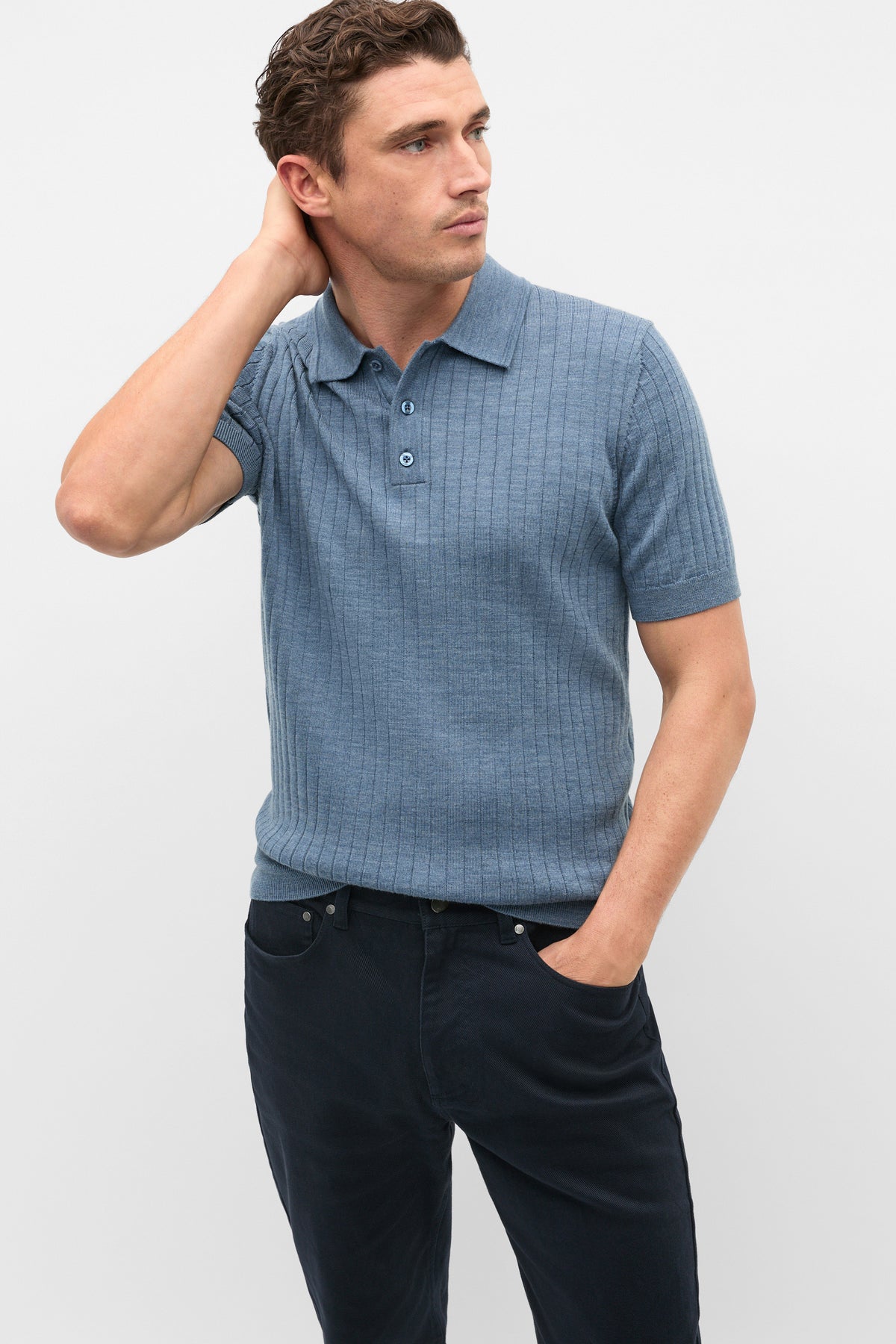 Short Sleeve Merino Knit Polo