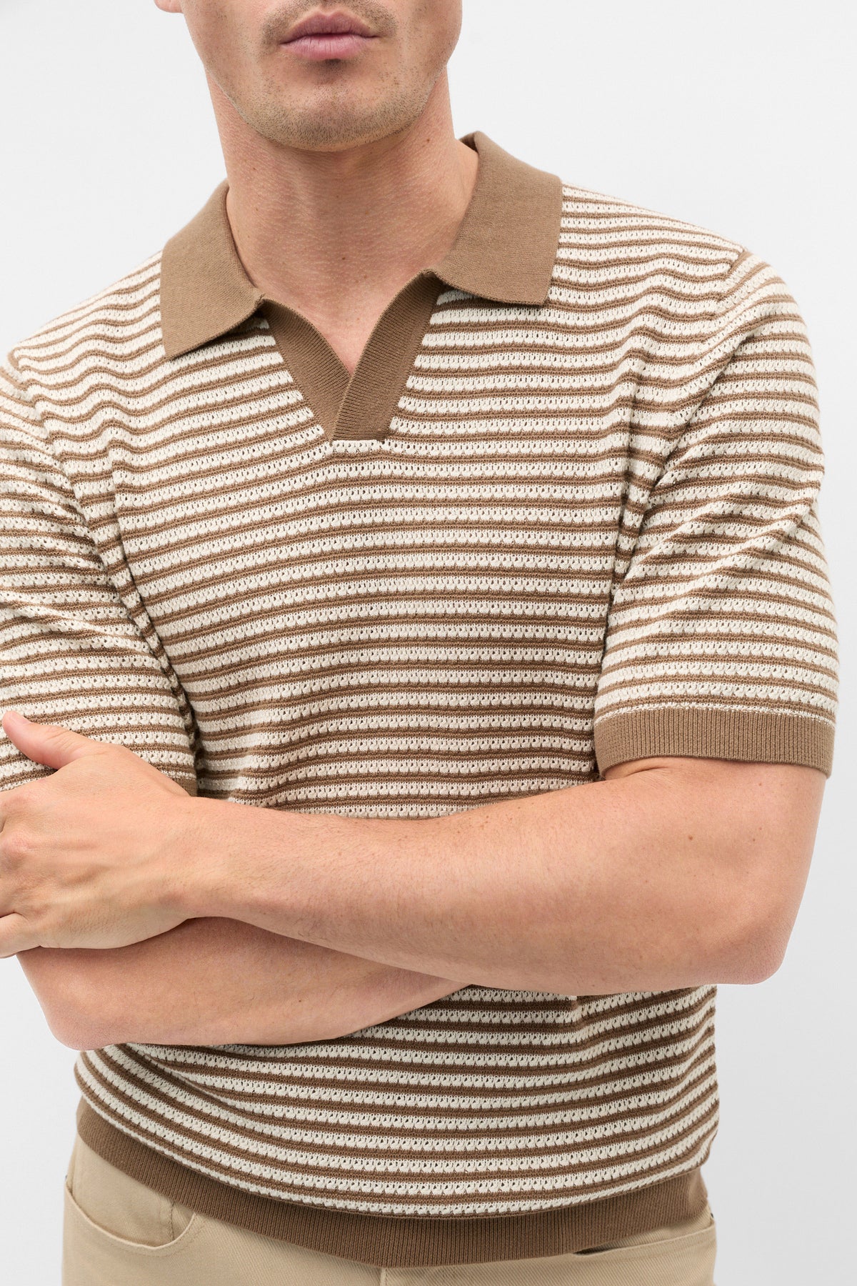 Contrast Stripe Knit Polo
