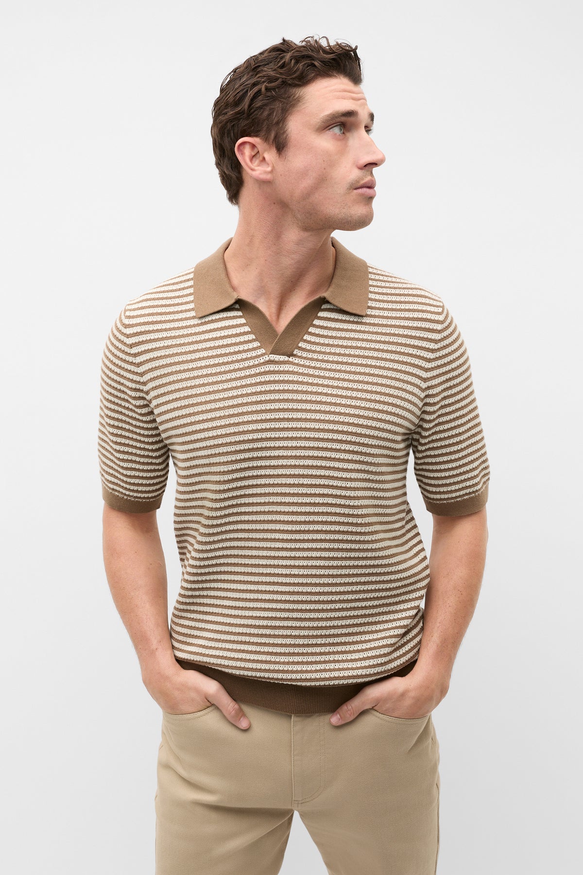 Contrast Stripe Knit Polo