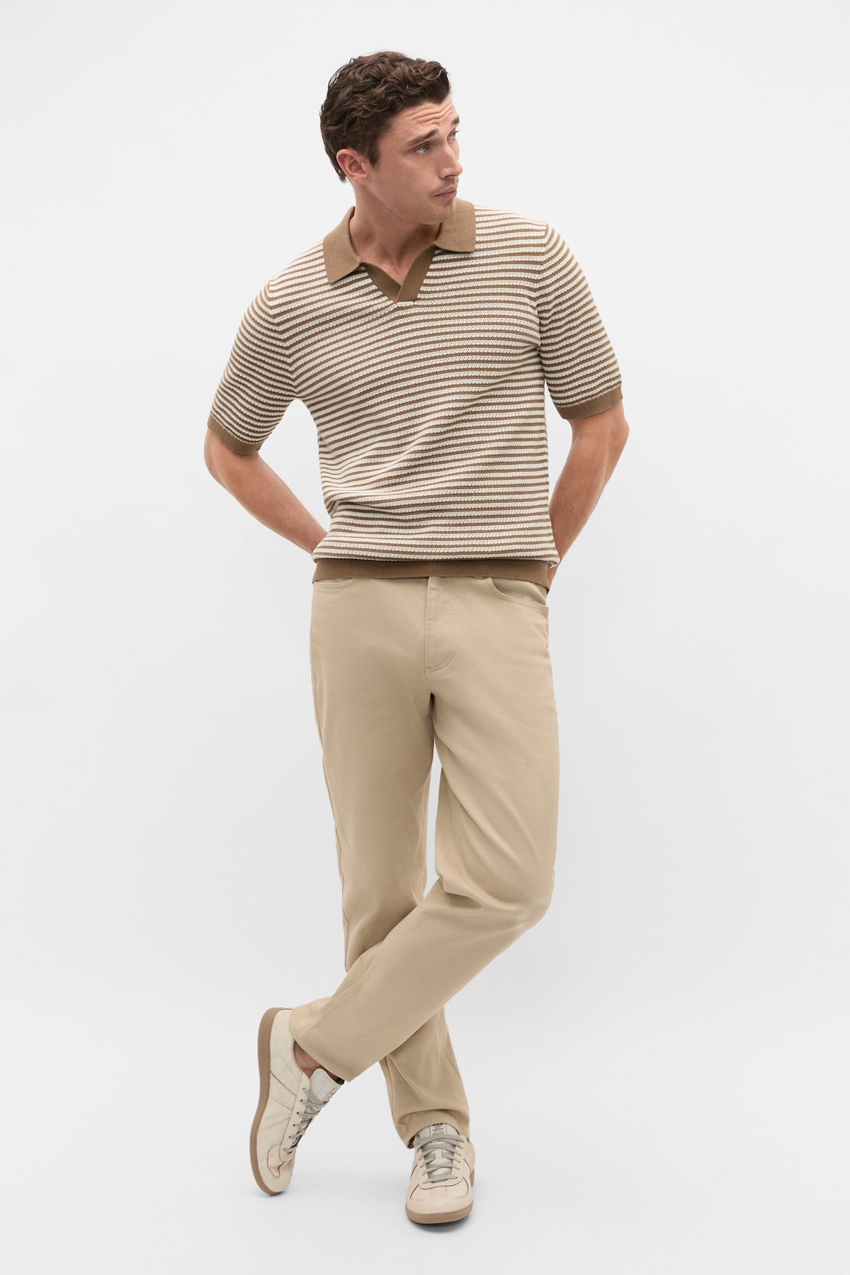 Contrast Stripe Knit Polo
