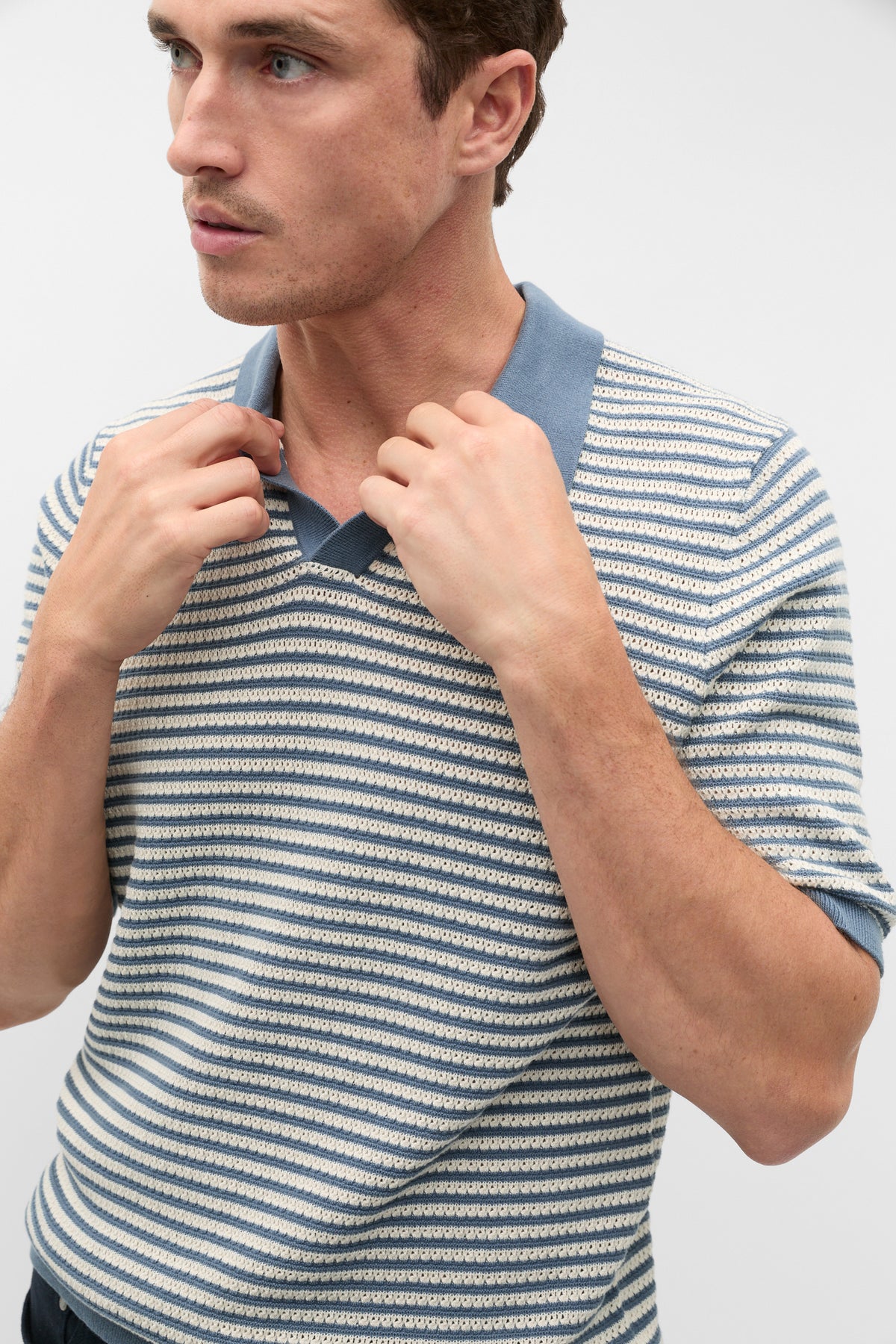 Contrast Stripe Knit Polo