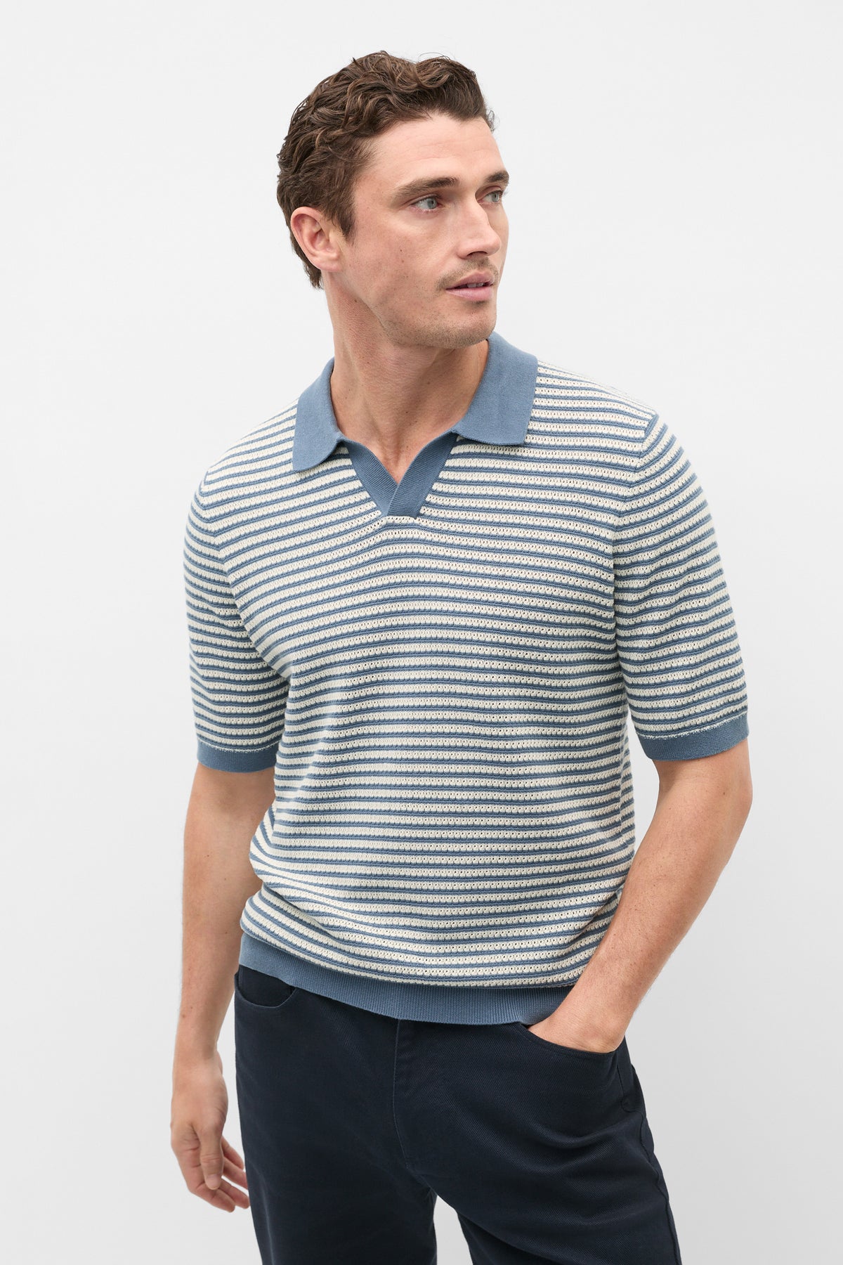 Contrast Stripe Knit Polo