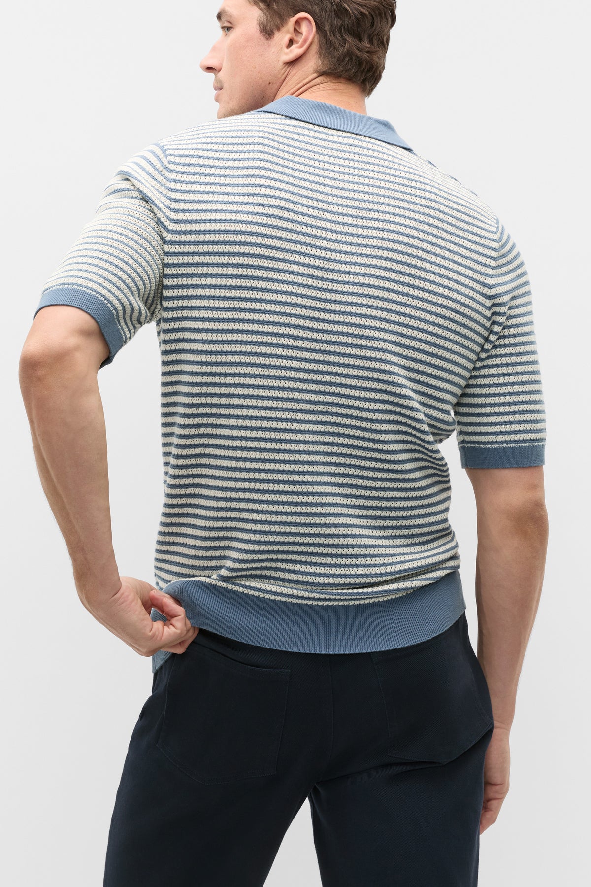 Contrast Stripe Knit Polo