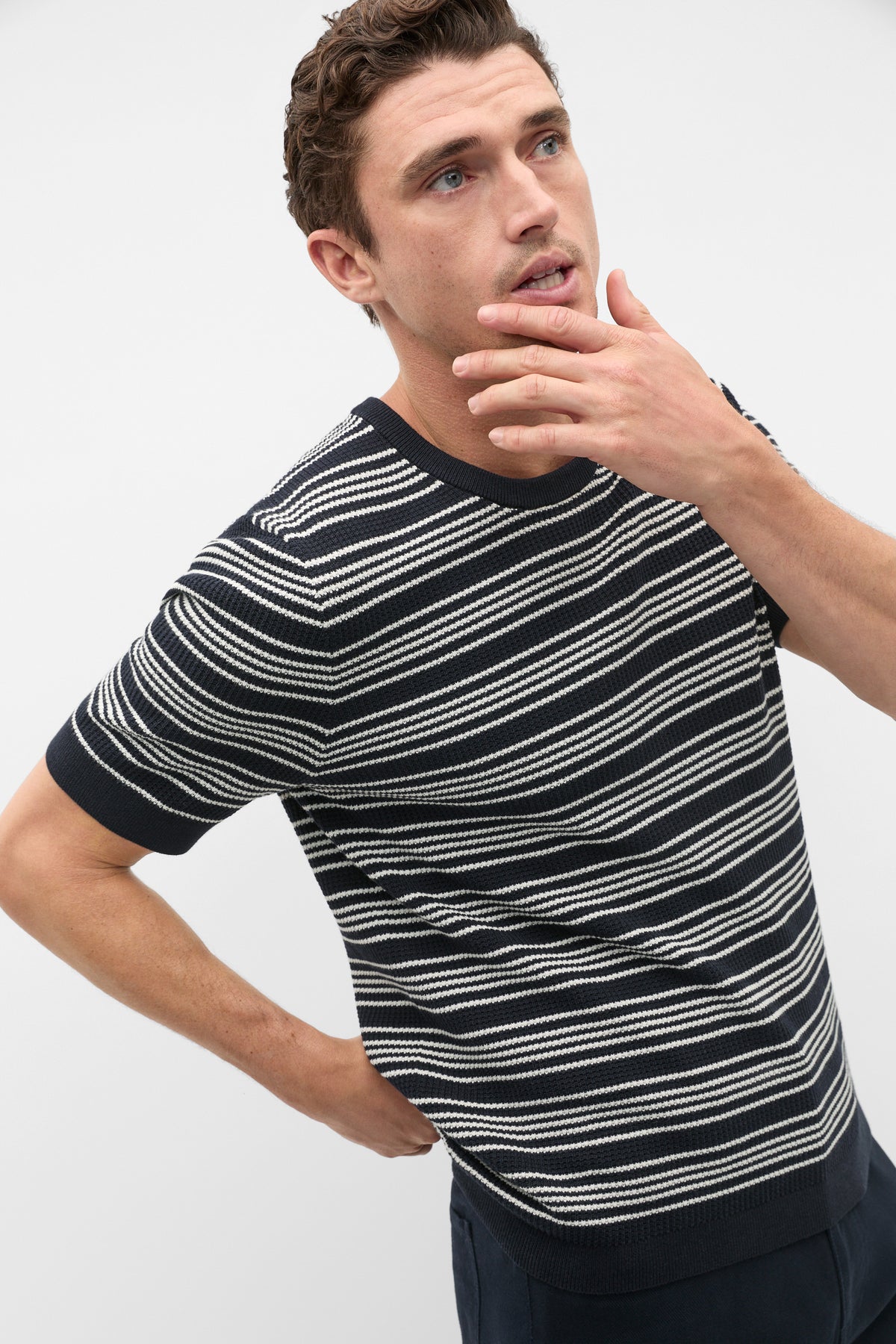 Jacquard Stripe Knit Tee