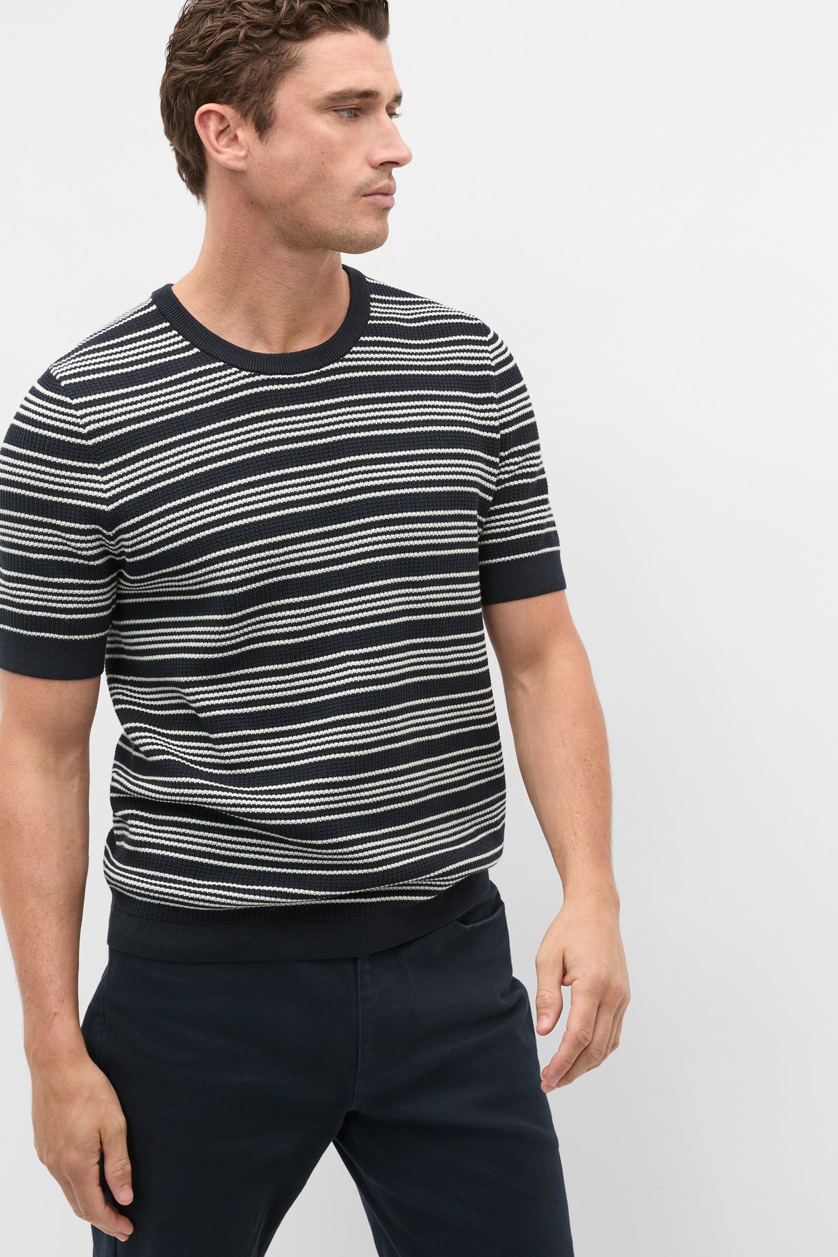 Jacquard Stripe Knit Tee