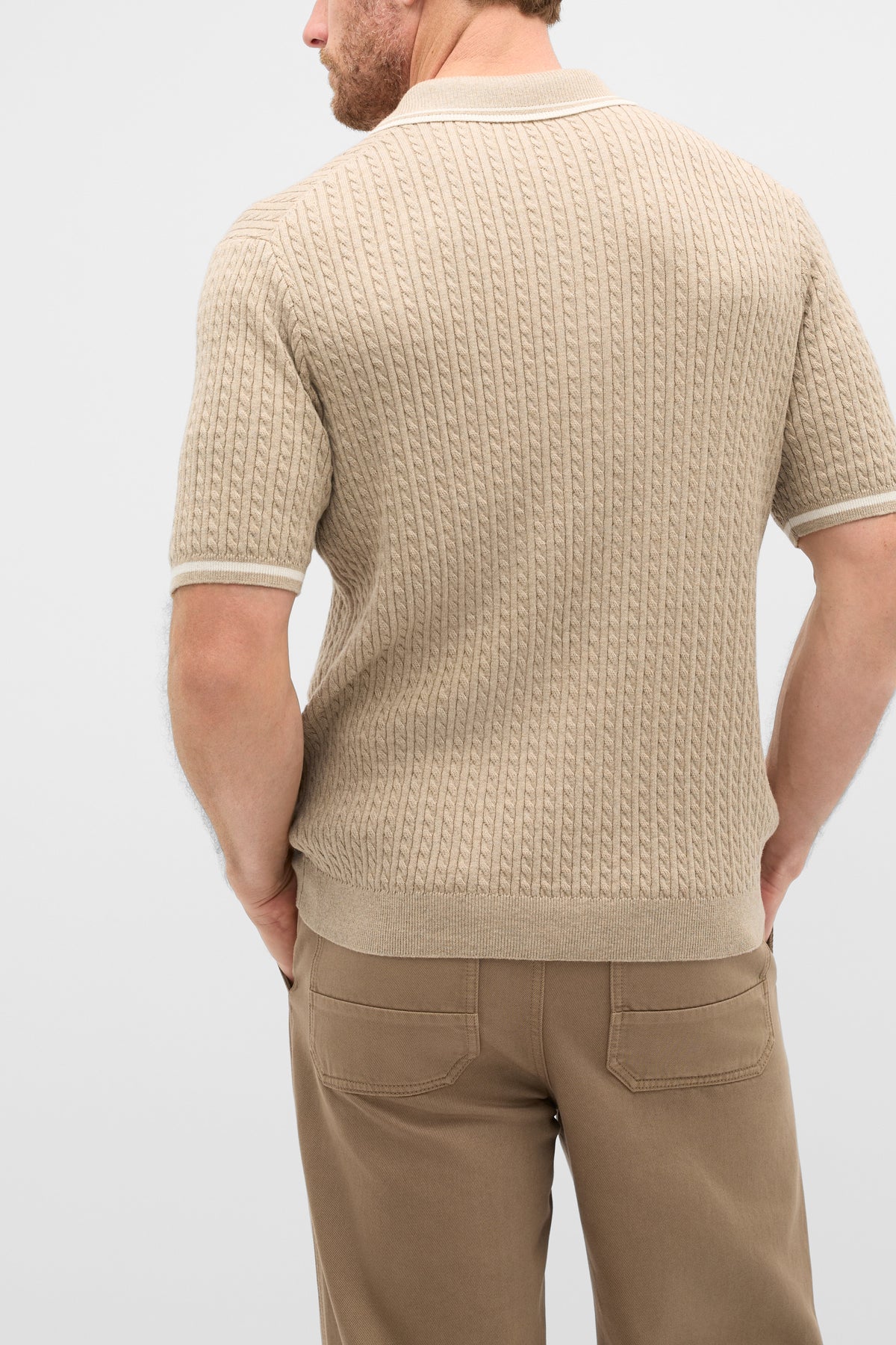 Zipped Cable Knit Polo