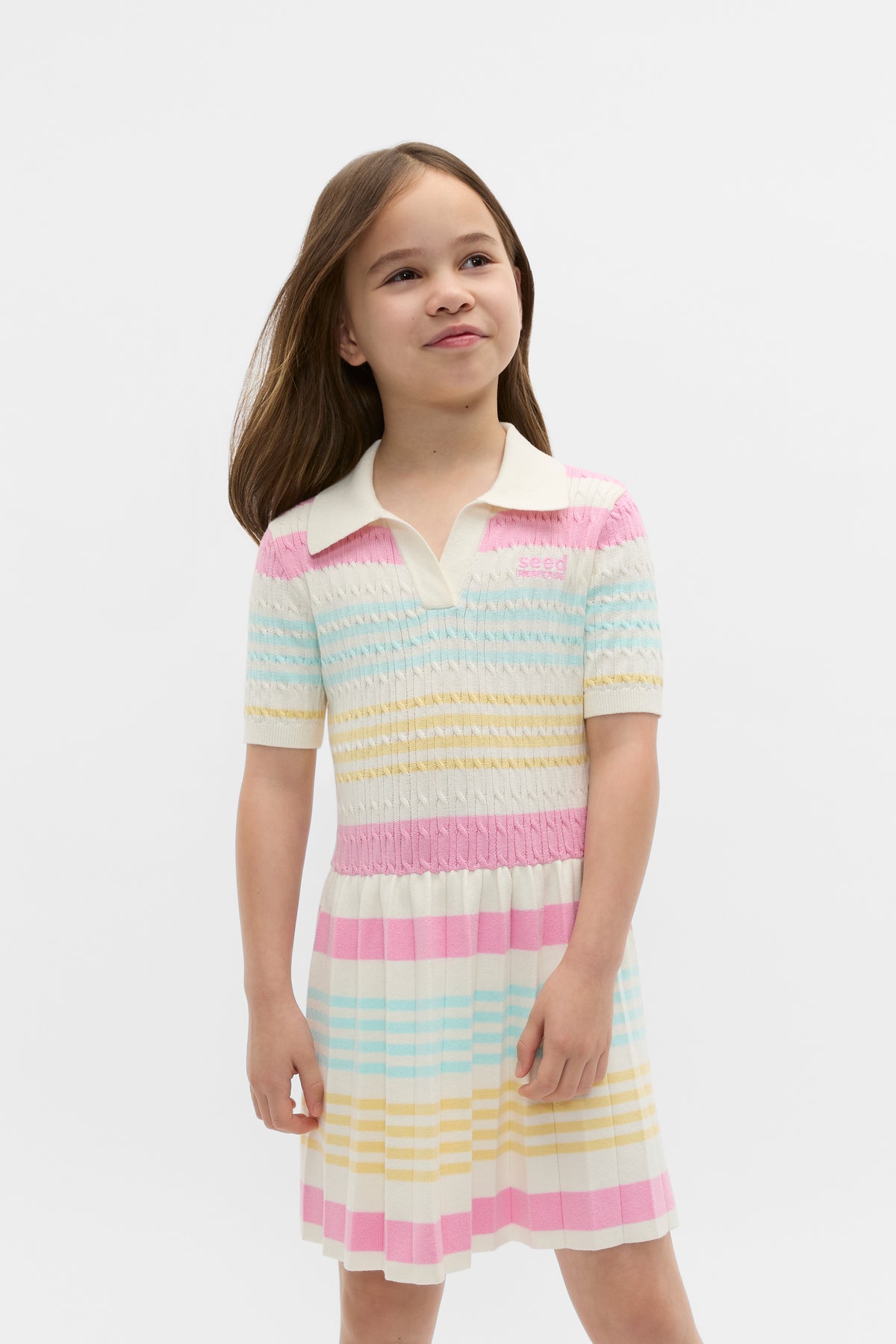 Logo Pleat Knit Dress