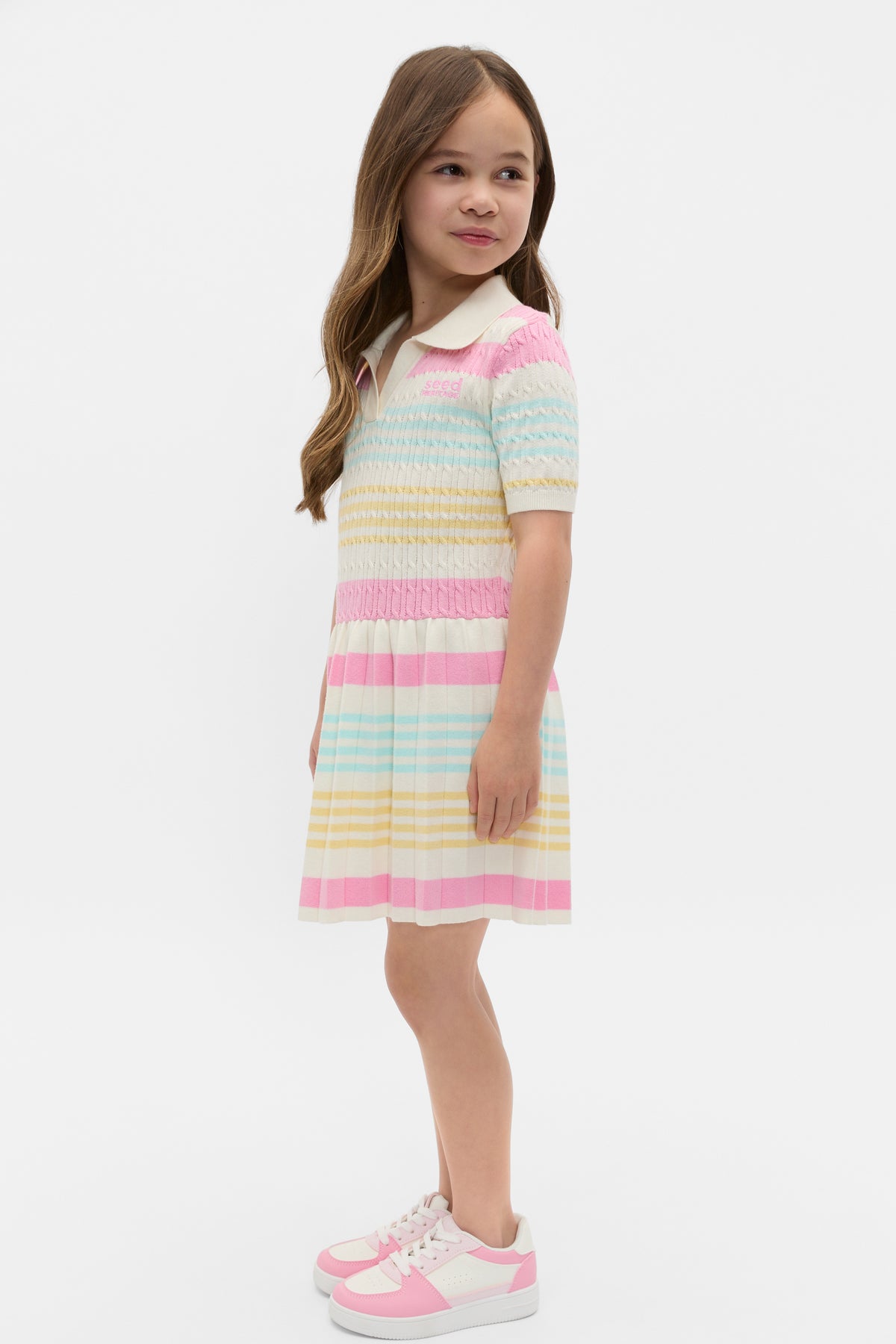 Logo Pleat Knit Dress