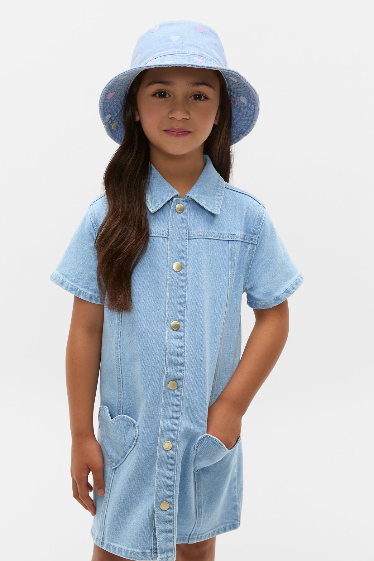 Heart Pocket Denim Dress