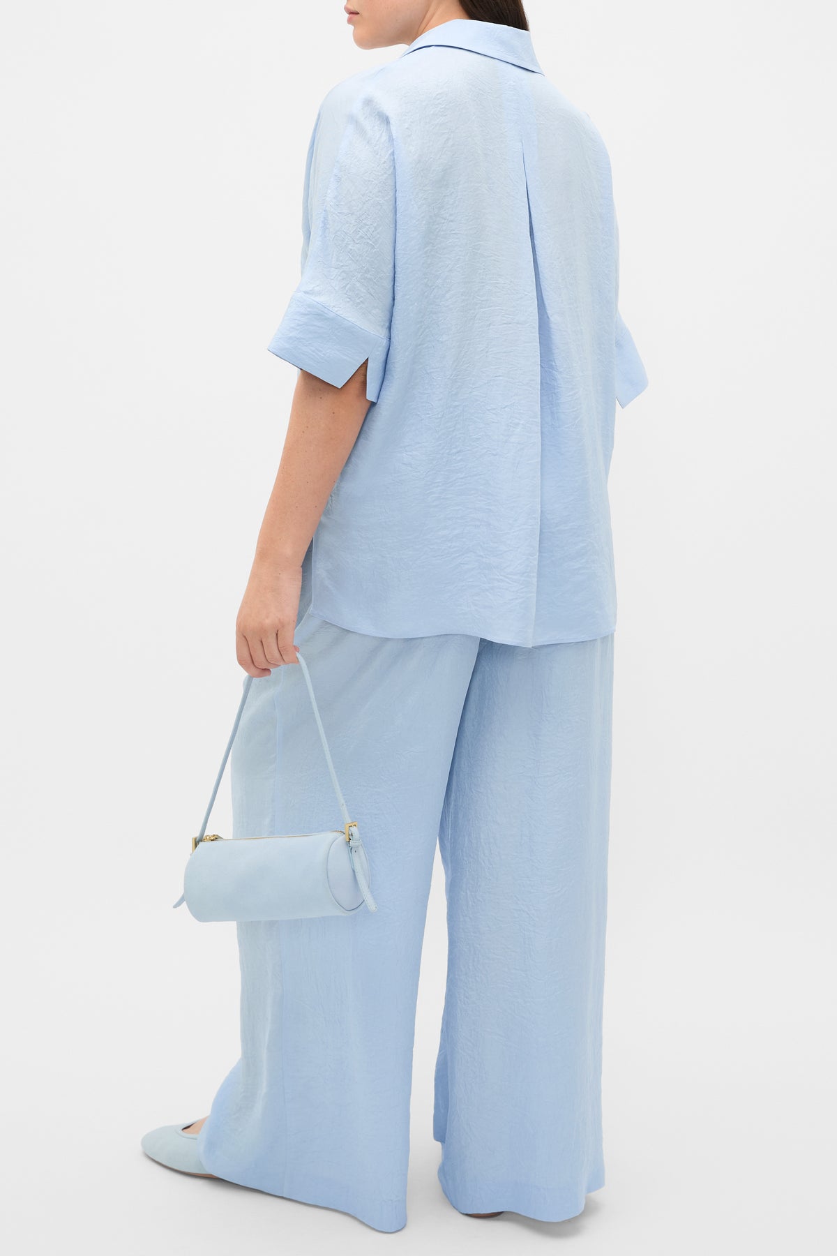 Textured Satin Collared Popover