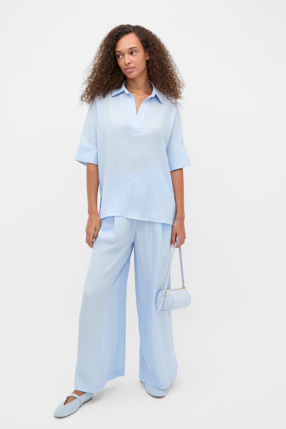 Textured Satin Collared Popover
