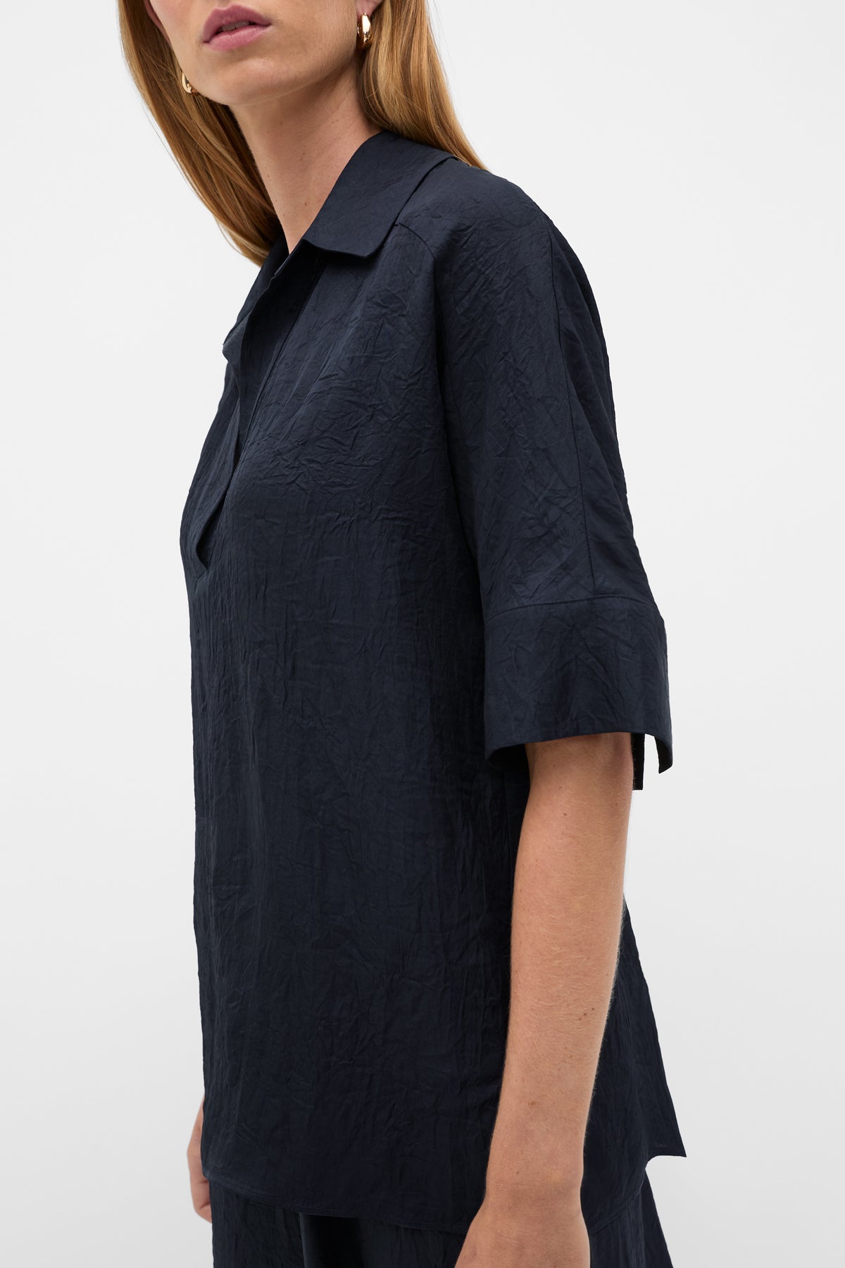 Textured Satin Collared Popover