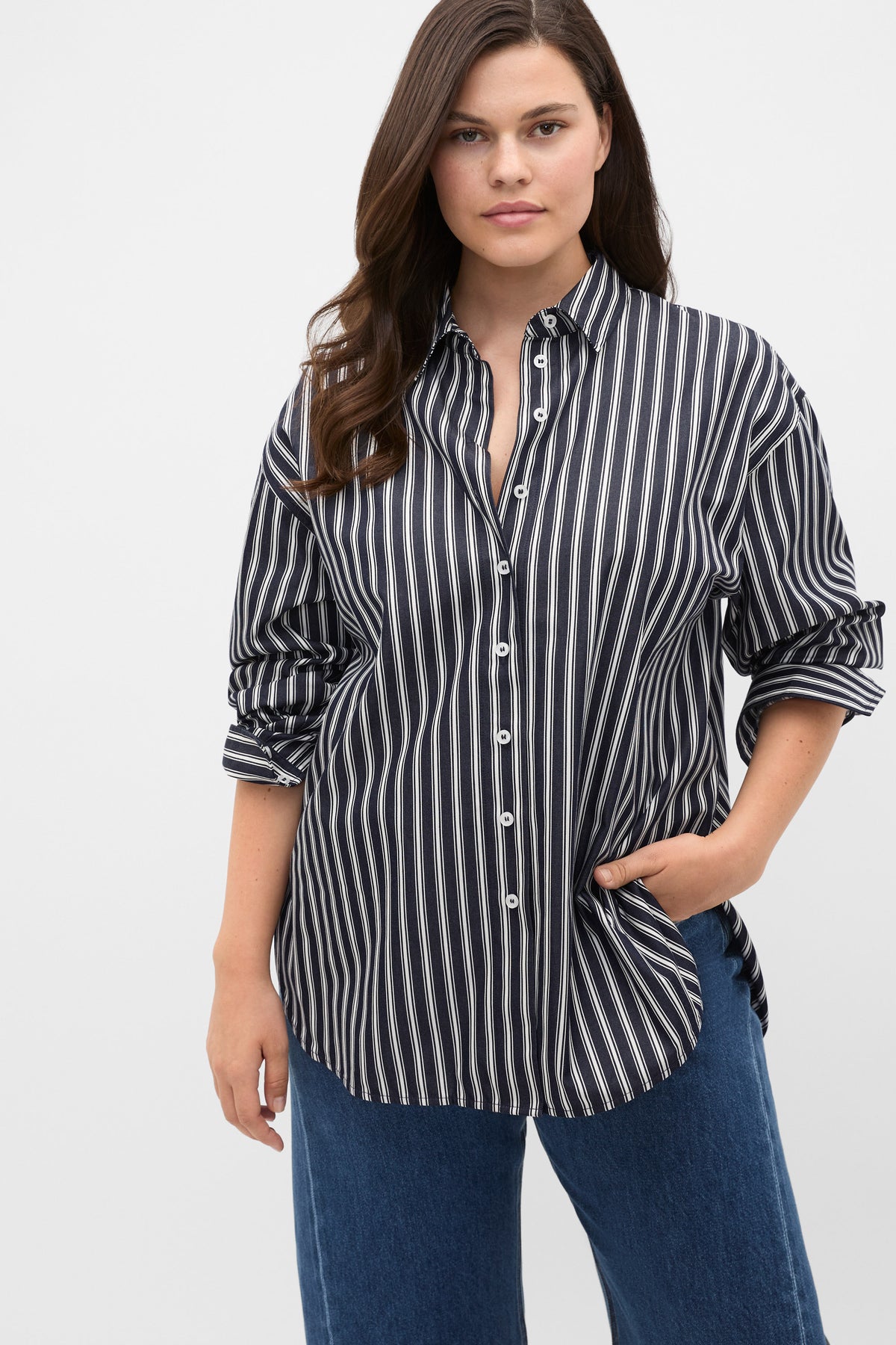 Stripe Cotton Oversized Shirt