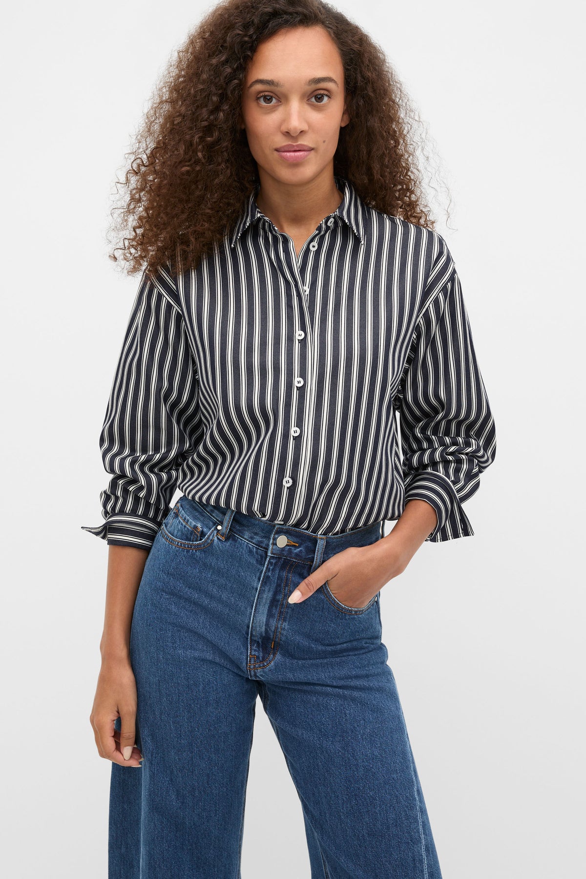 Stripe Cotton Oversized Shirt